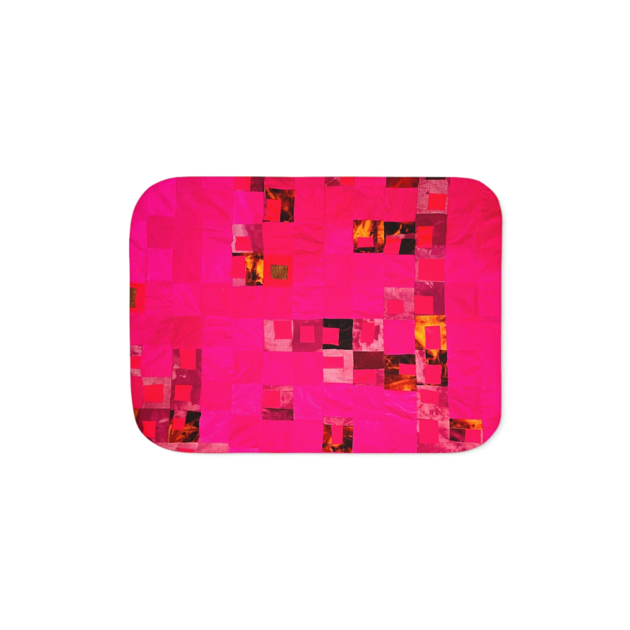 "Lela Lela" Hot Pink Abstract Patchwork Sherpa Blanket - Cozy Throw for Living Room & Gifts