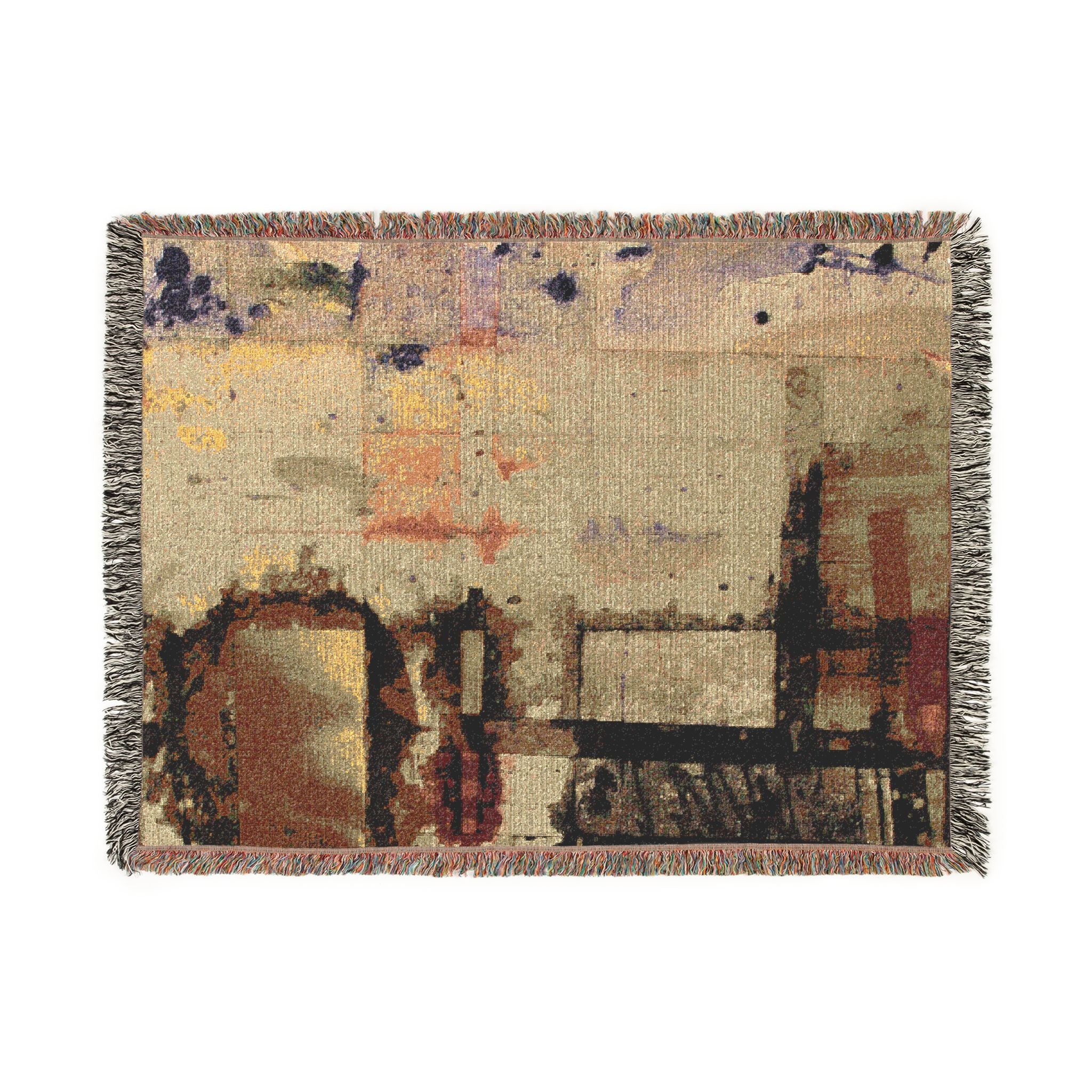 "Dance in the Rain" Acrylic Painting, Abstract Textile Pixel Art Woven Blanket — Modern Geometric Throw for Living Room, Sofa, or Bedroom