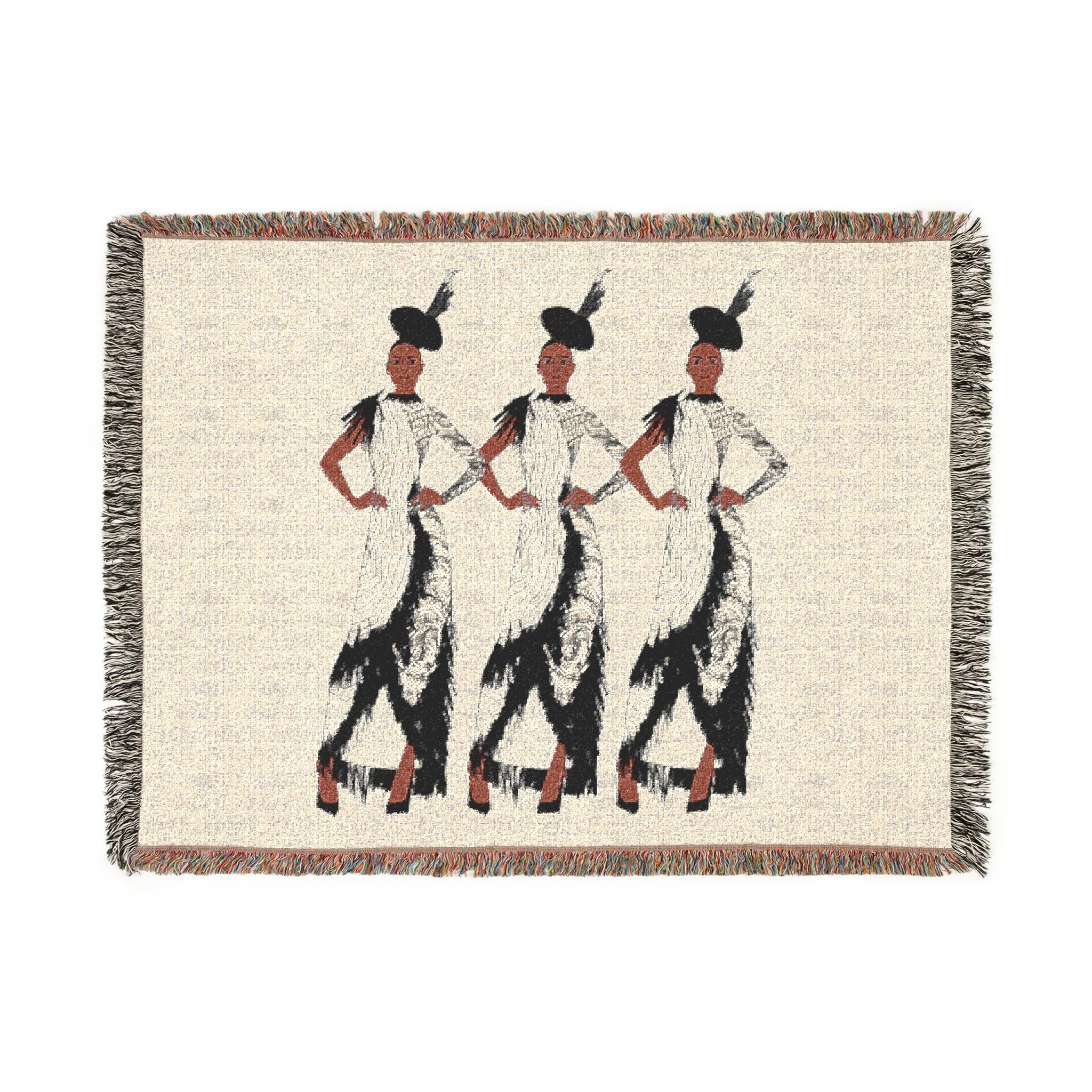 "Fierce Honey" Art Deco Trio Woven Blanket — Vintage Jazz Era Dance Design