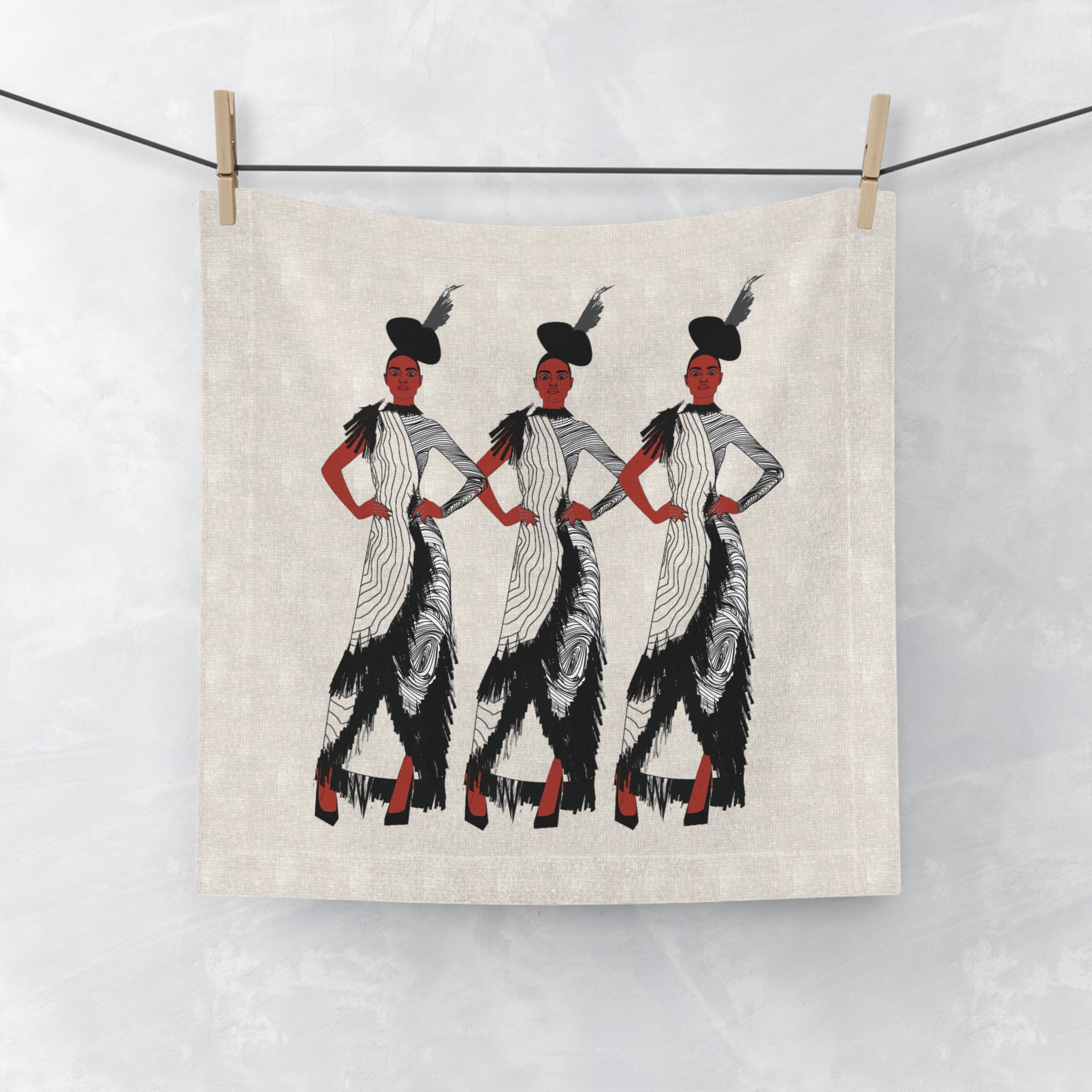 "Fierce Honey" Illustrated Black Woman Face Towel – Fashion Portrait Hand Towel
