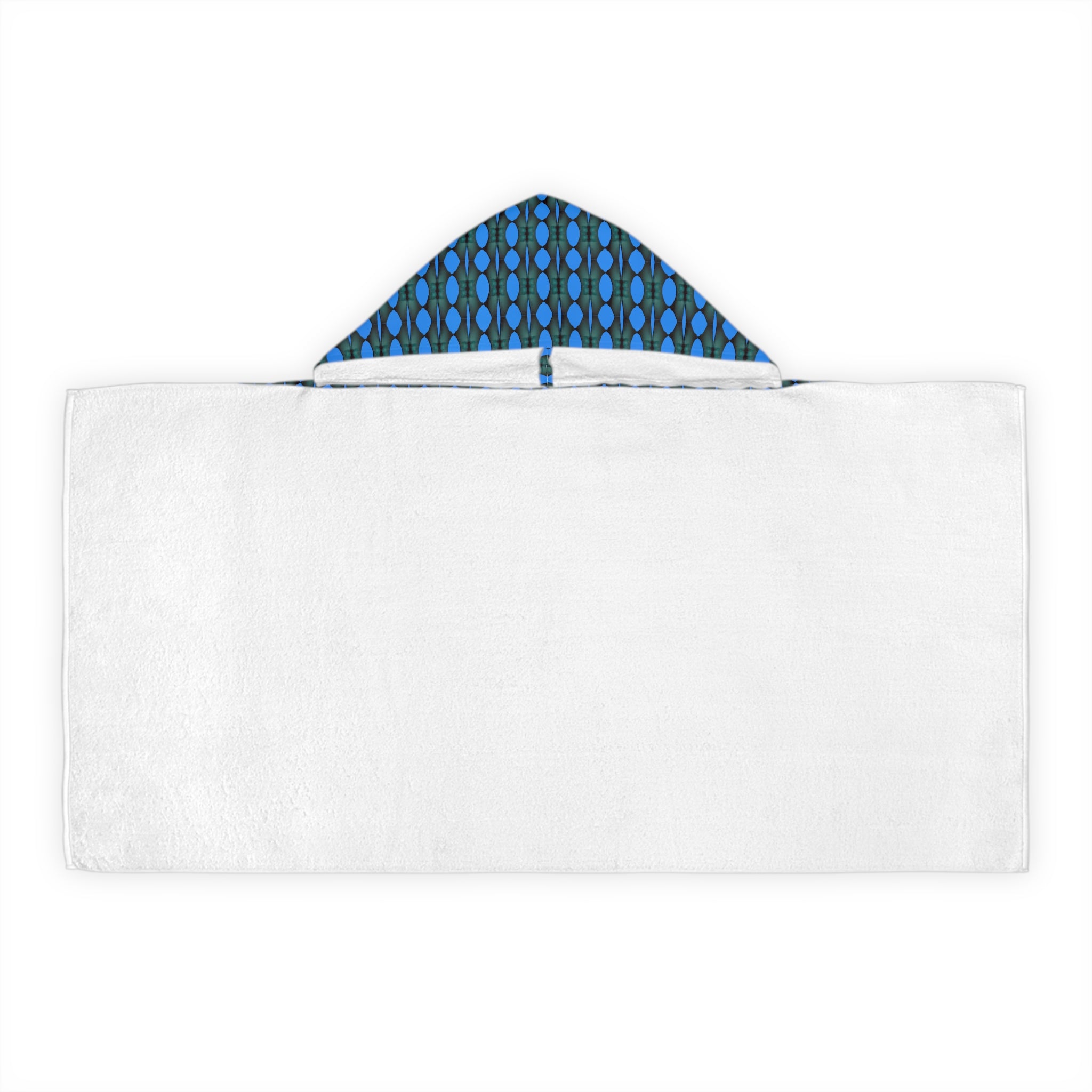 "Where Are We Going?" Youth Hooded Towel — Blue Retro Dot Swim Poncho