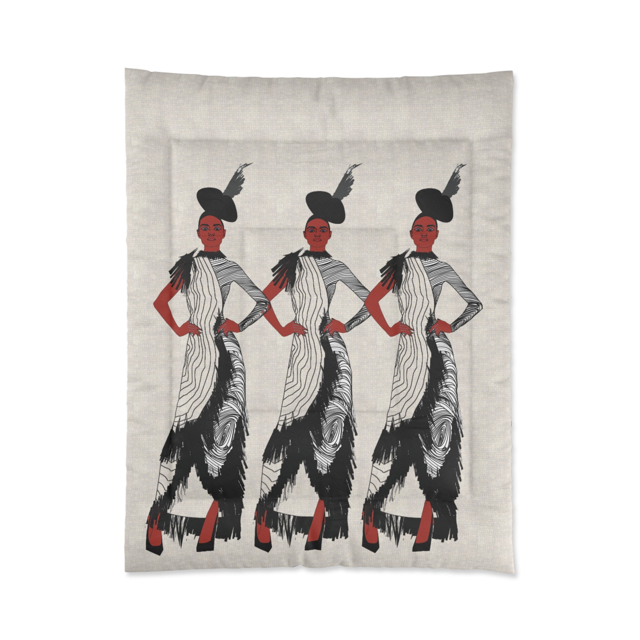 "Fierce Honey" Art Deco Femme Fatale Comforter - Vintage Fashion Illustration Bedding