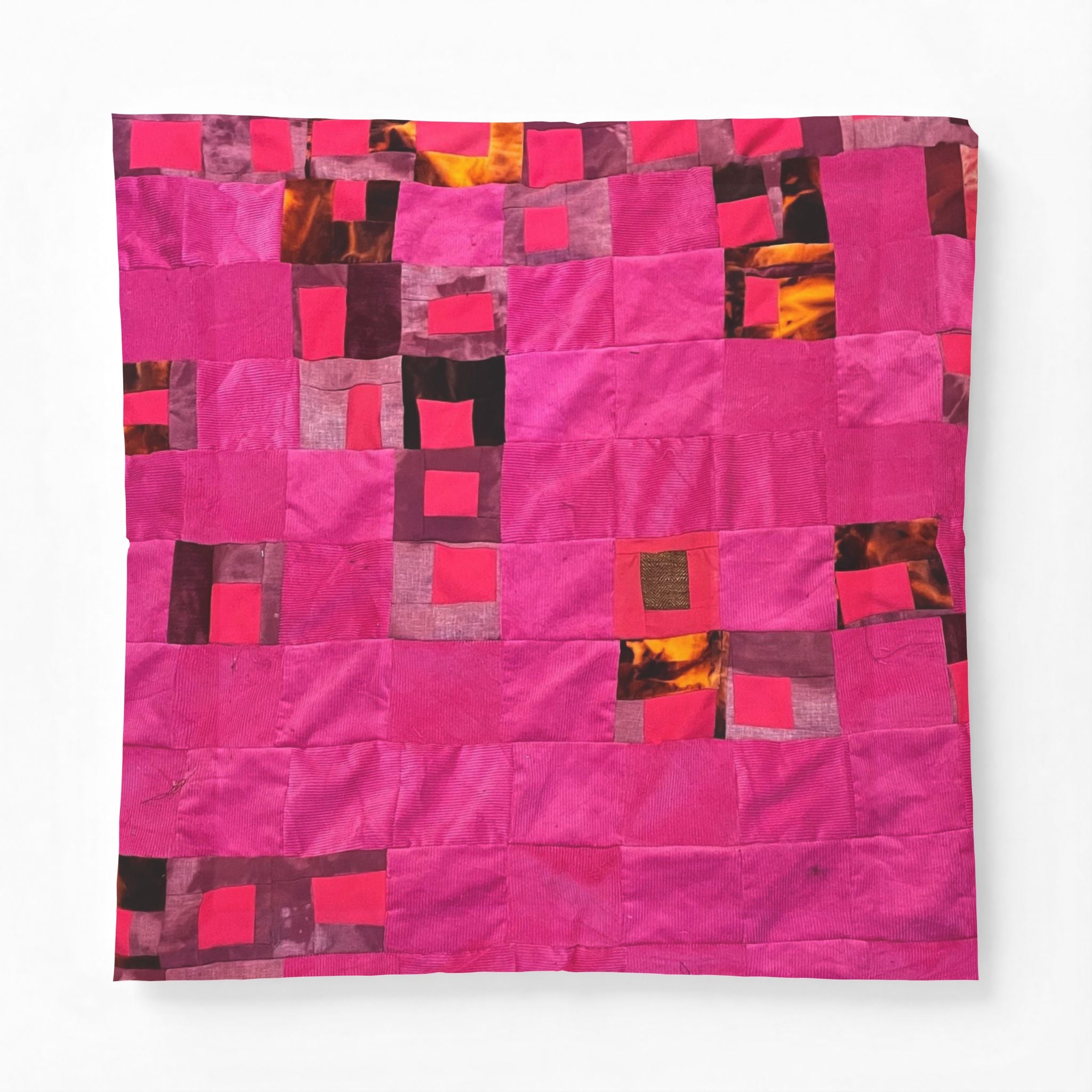 "Lela" Pink Geometric Cotton Comforter – Modern Patchwork Throw for Bedroom