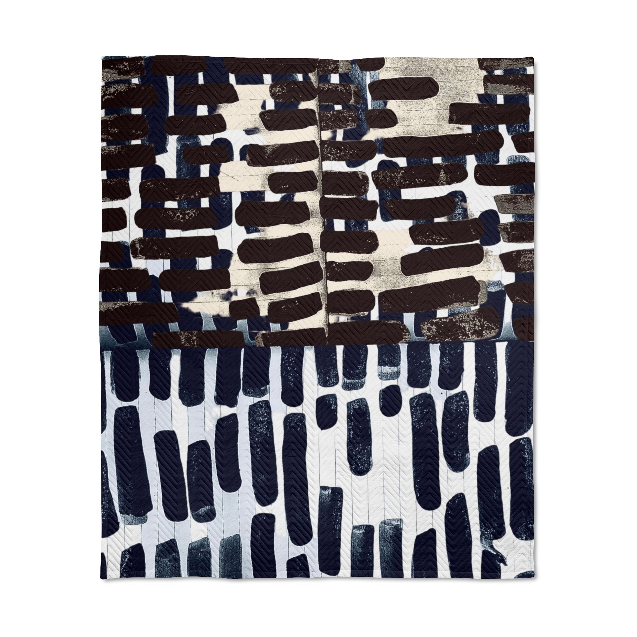 "Only My Notebook Knows How I Feel, My Heart Is On Every Page" Modern Navy Brushstroke Quilted Throw Blanket