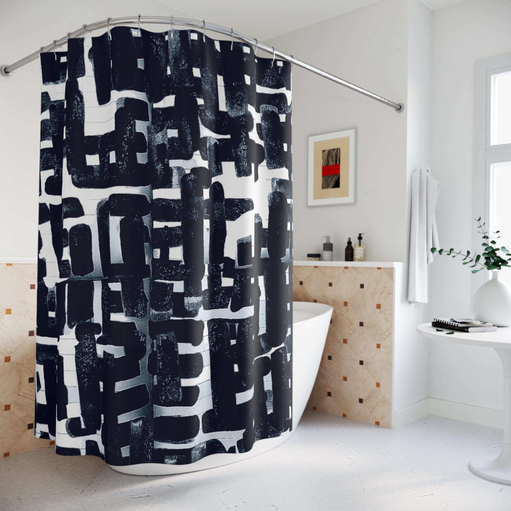 "Only My Notebook Knows How I Feel, My Heart Is On Every Page" Modern Abstract Shower Curtain, Bathroom Decor, Stylish Home Accessory, Unique Gift, Minimalist Design
