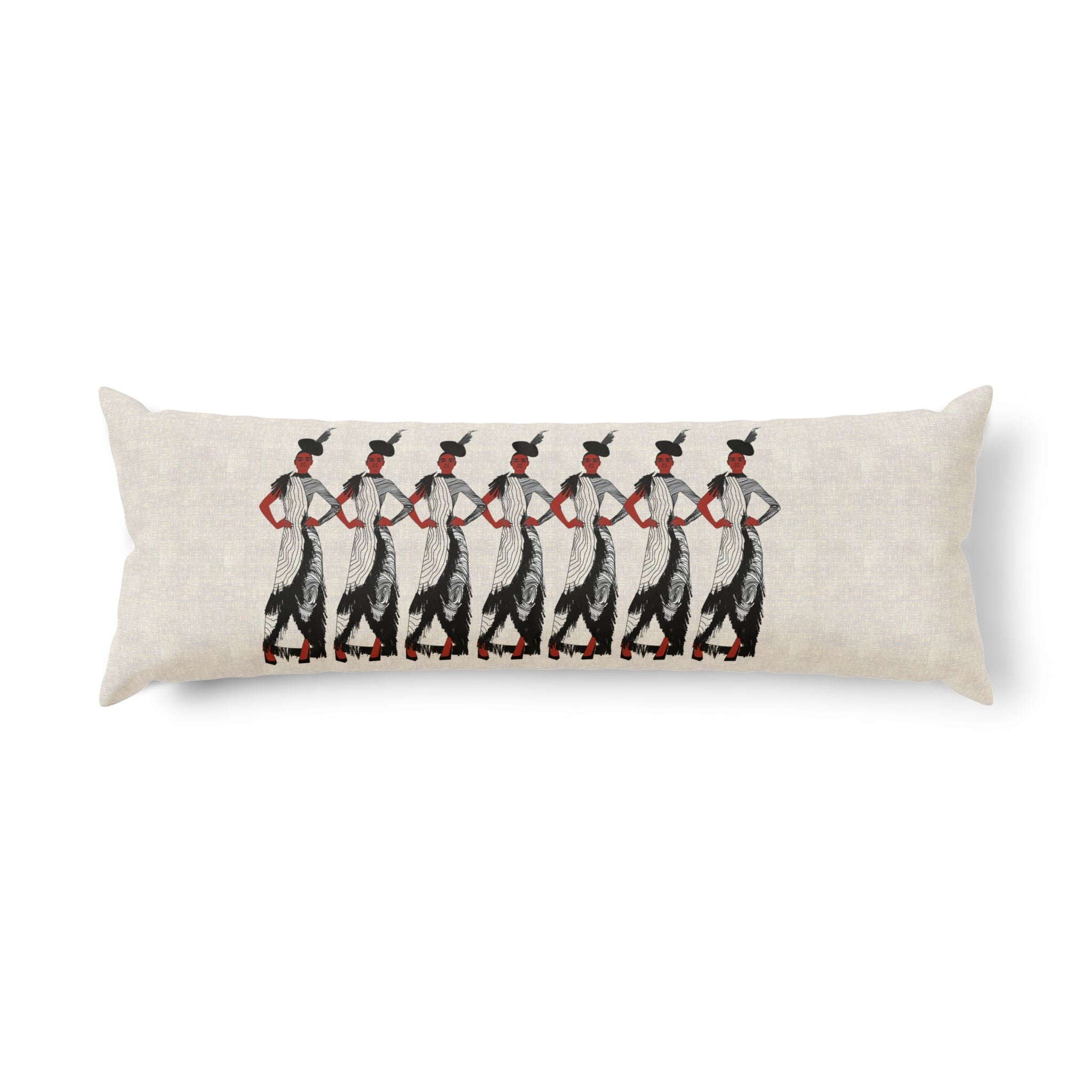 "Fierce Honey" Art Deco Dancer Body Pillow – Vintage Fashion Illustration Lumbar Cushion