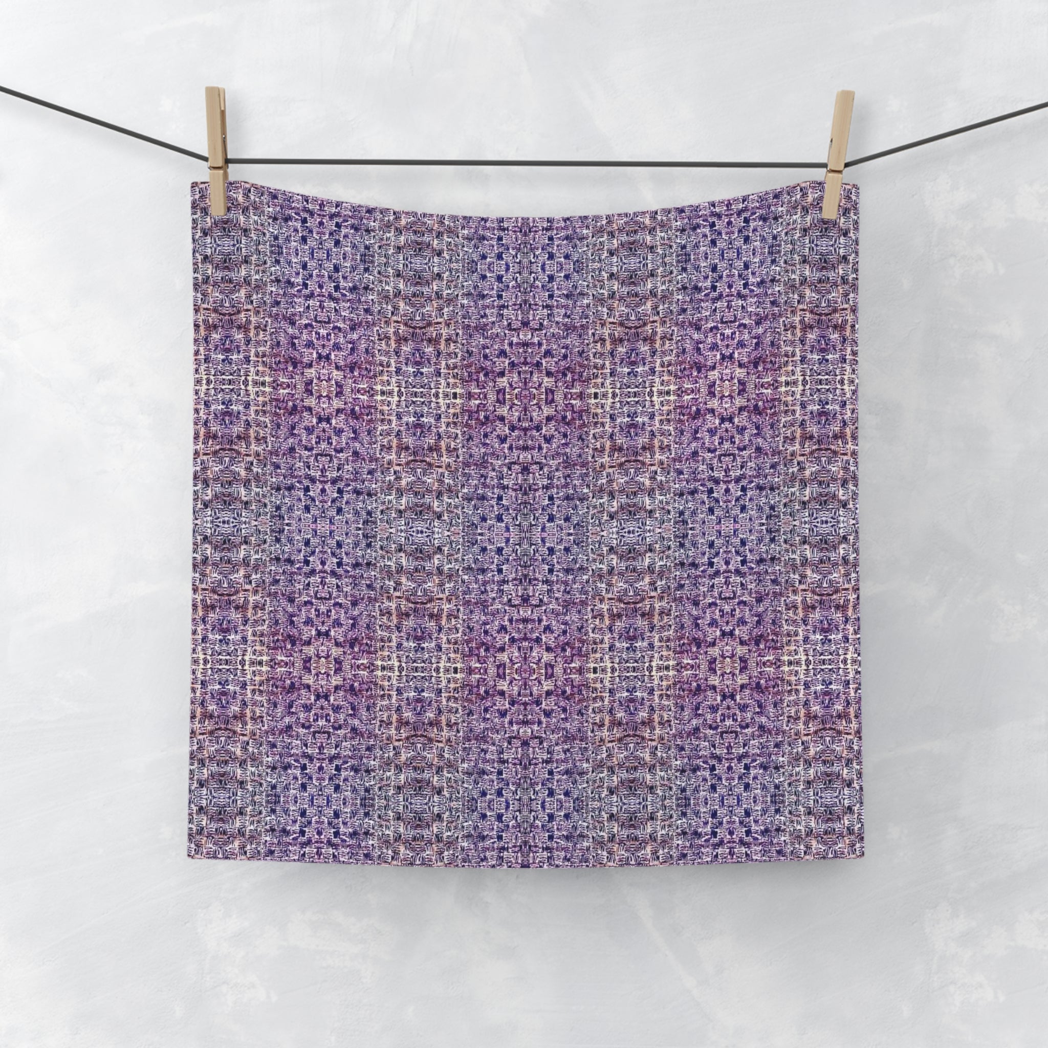 "Pauline, My Love" Purple Mosaic Face Towel – Soft Decorative Washcloth for Bathroom & Spa