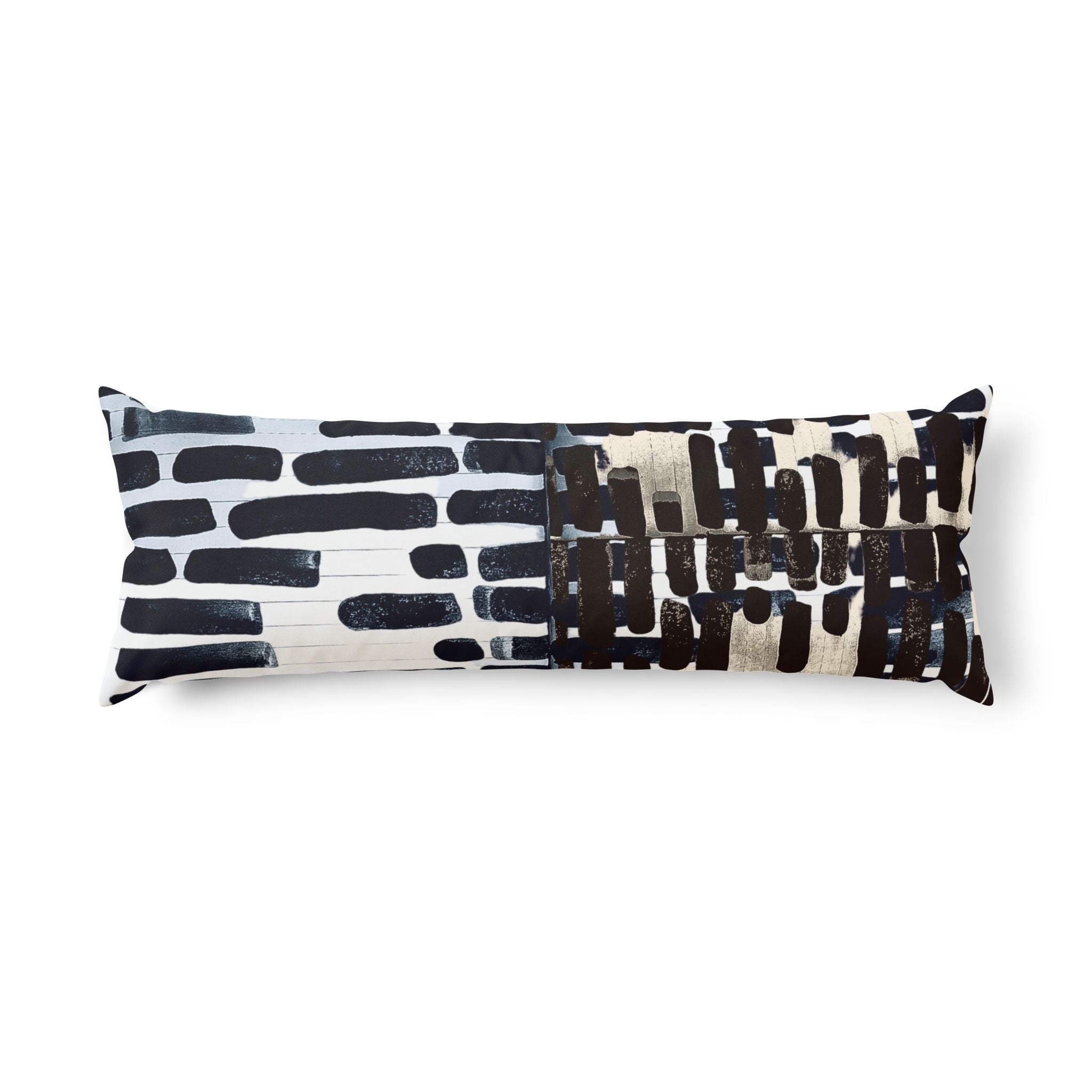 "Only My Notebook Knows How I Feel, My Heart Is On Every Page" Body Pillow — Abstract Black Brushstroke Pattern Lumbar Pillow