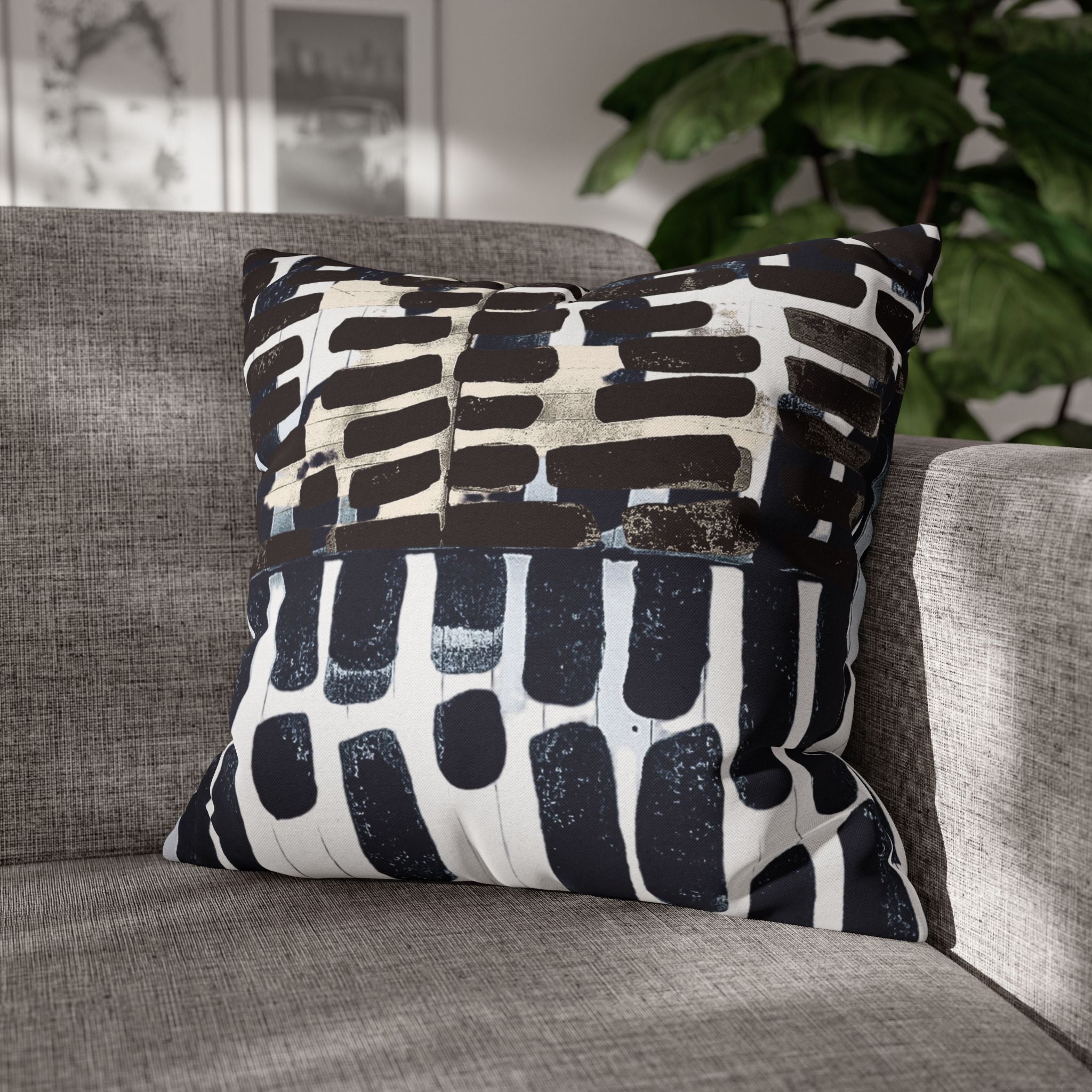 "Only My Notebook Knows How I Feel, My Heart Is On Every Page" Abstract Ink on Notebook Paper Brushstroke Pillowcase — Modern Black & White Decorative Throw Pillow Cover