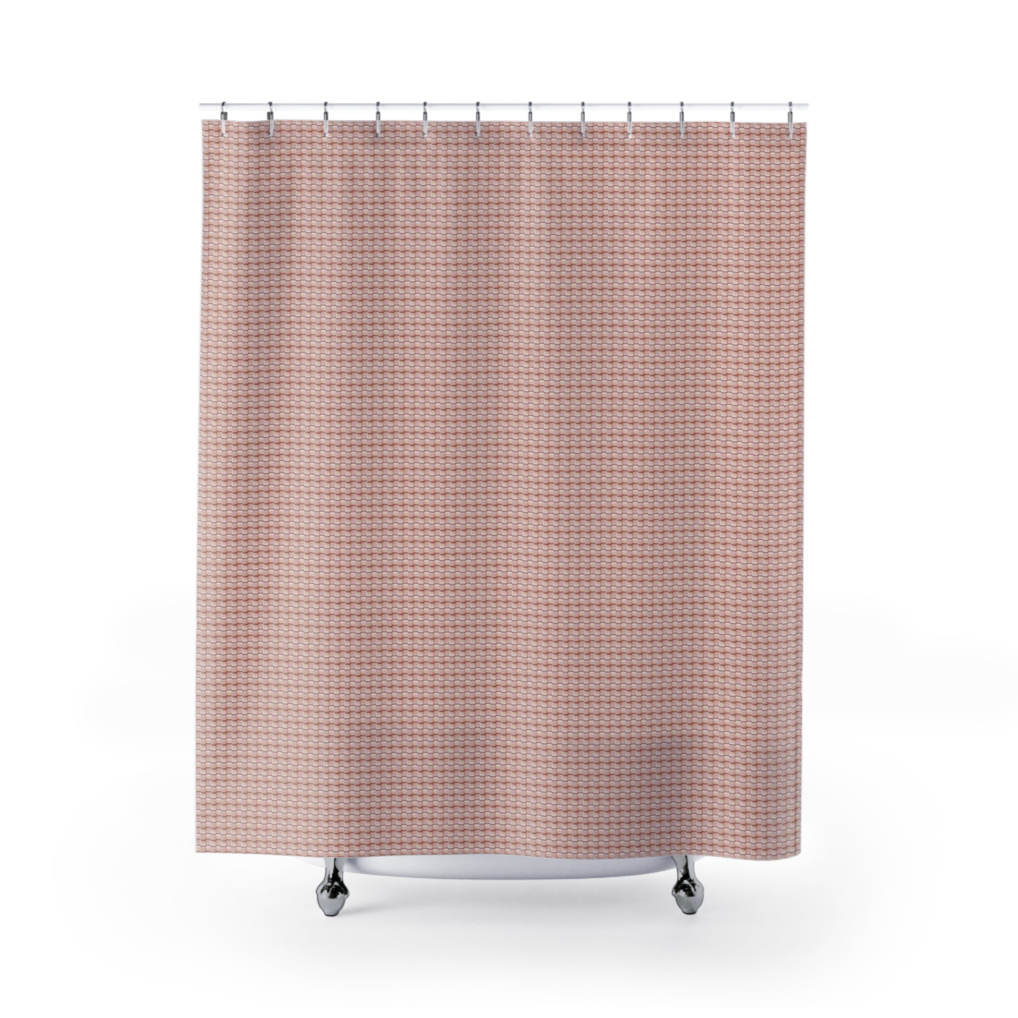 "Grandma Rose" Blush Woven Texture Shower Curtain — Soft Pink Bathroom Decor