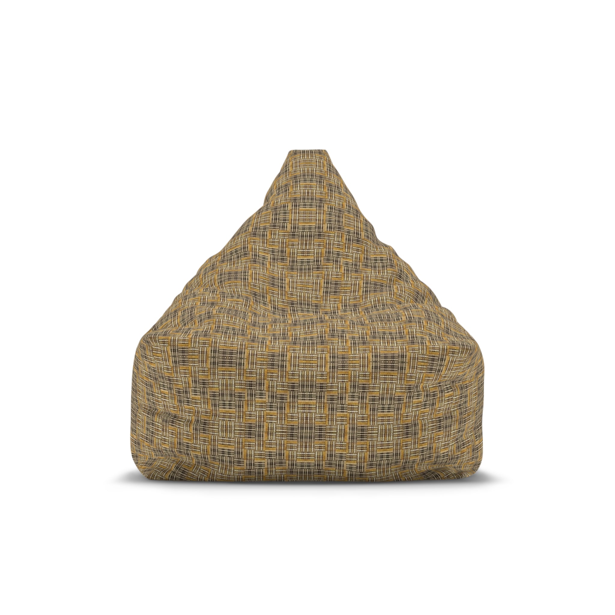"All Things Fall Apart" Textured Mustard Woven Bean Bag Cover — Cozy Modern Accent for Living Rooms & Kids’ Rooms