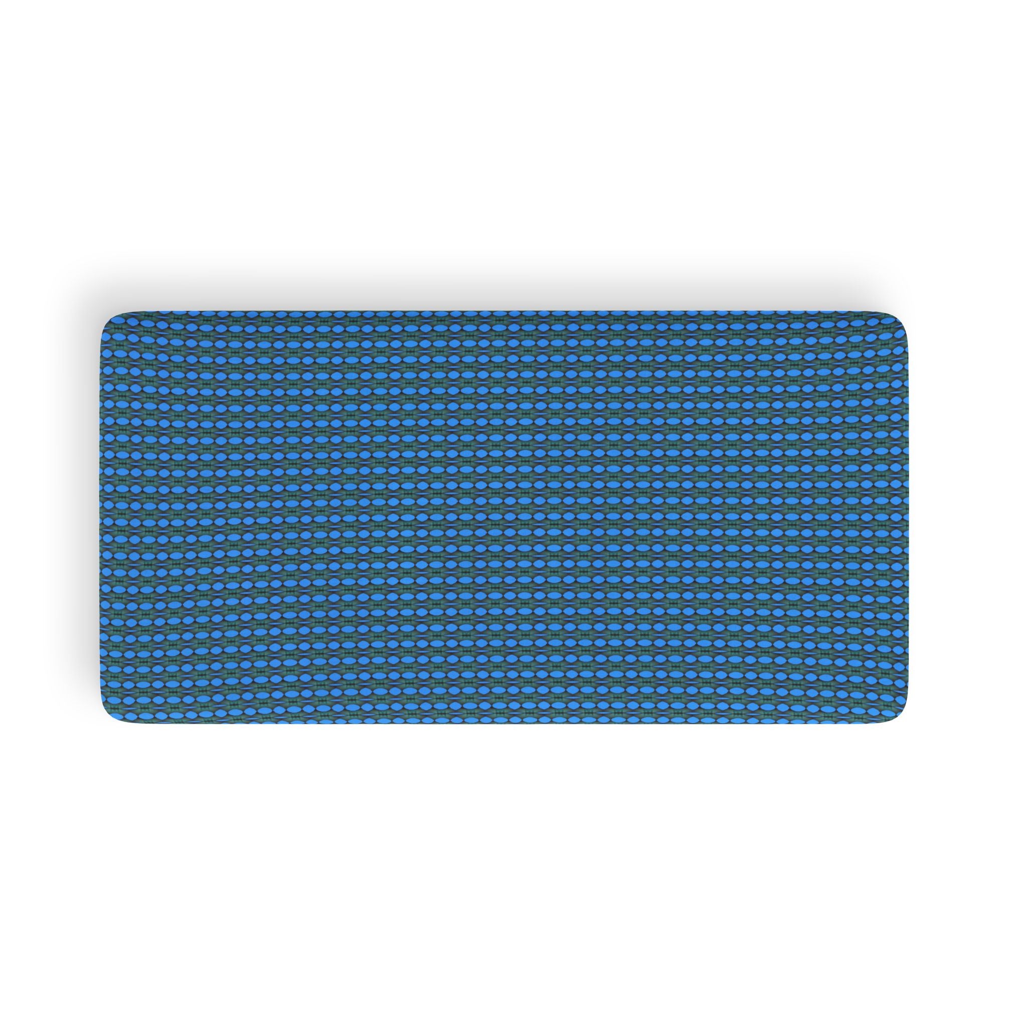 "Where Are We Going?" Blue Geometric Dot Fitted Sheet — All-Over-Print Twin Bed Sheet