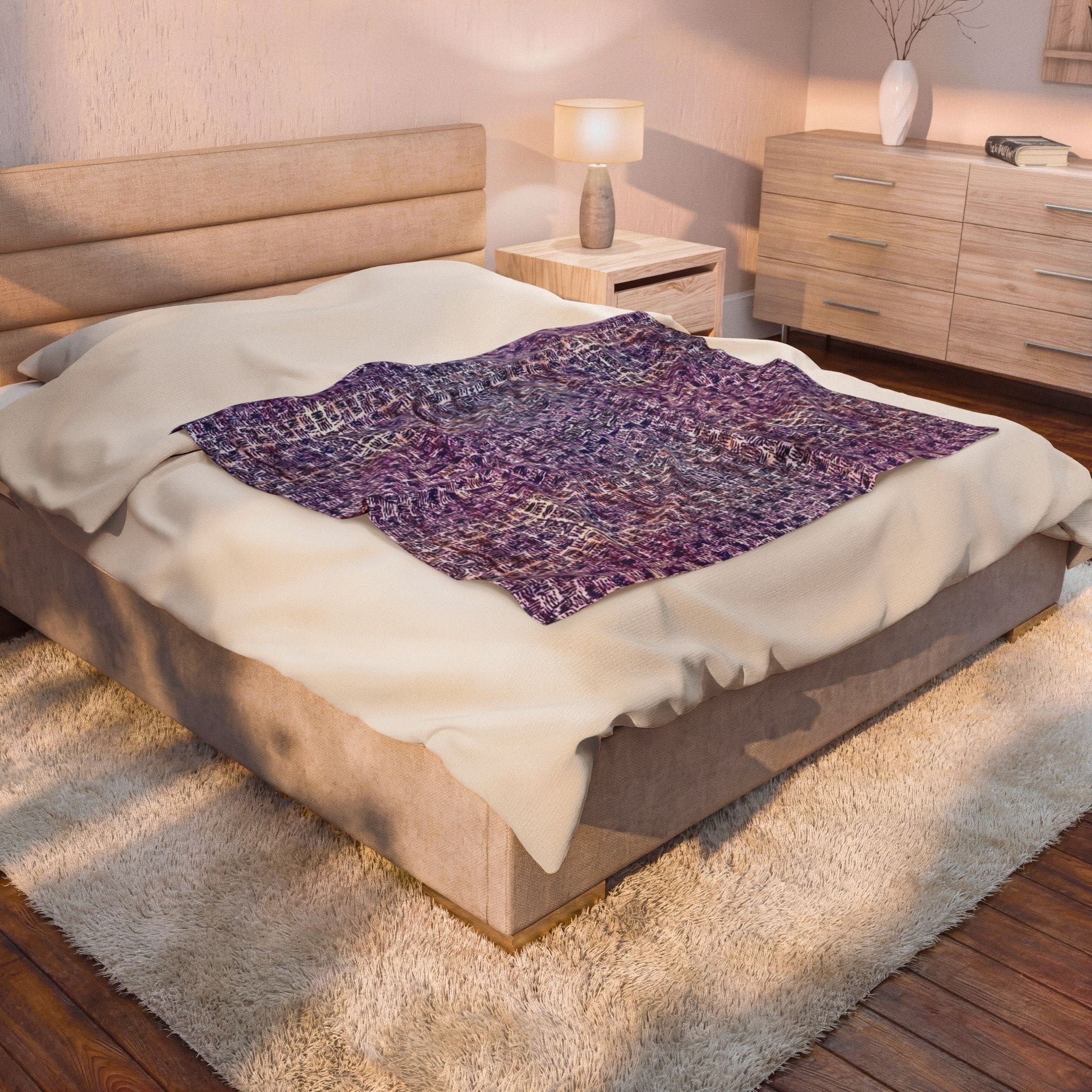"Pauline, My Love" Velveteen Plush Blanket — Purple Woven Mosaic Throw