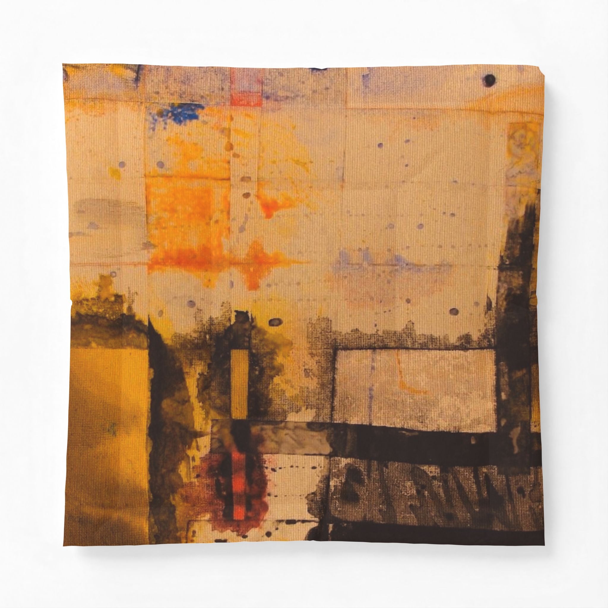 "Dance In The Rain" Abstract Amber Cotton Comforter – Modern Industrial Art Bedding