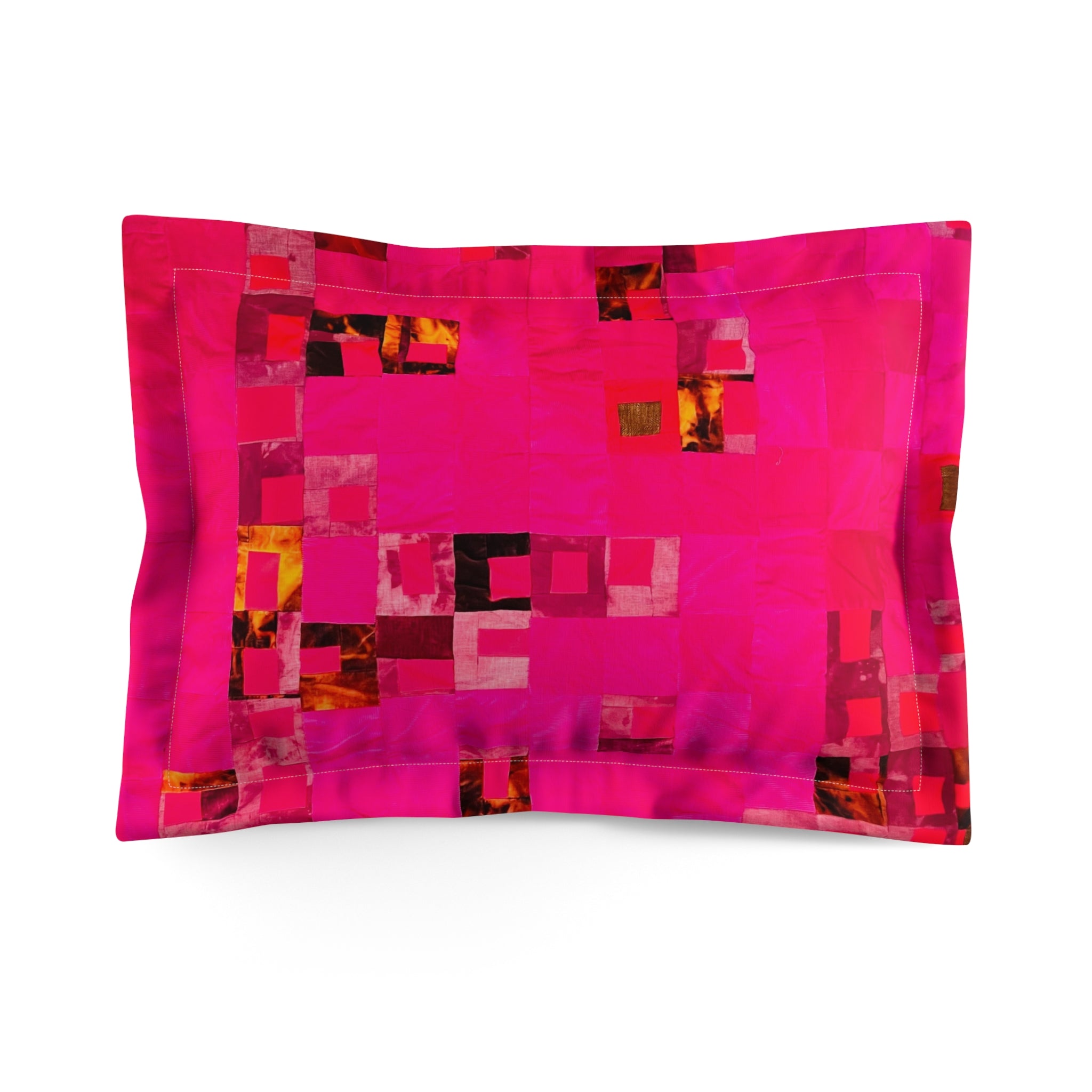 "Lela Lela" Pink Mosaic Microfiber Pillow Sham – Abstract Modern Decorative Pillowcase