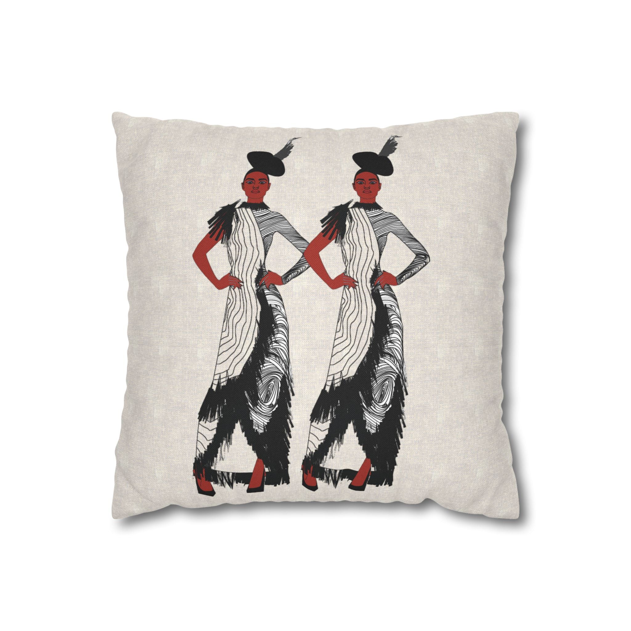 "Fierce Honey" Vintage Art Deco Dancing Women Pillowcase — Retro Glam Decorative Cushion Cover