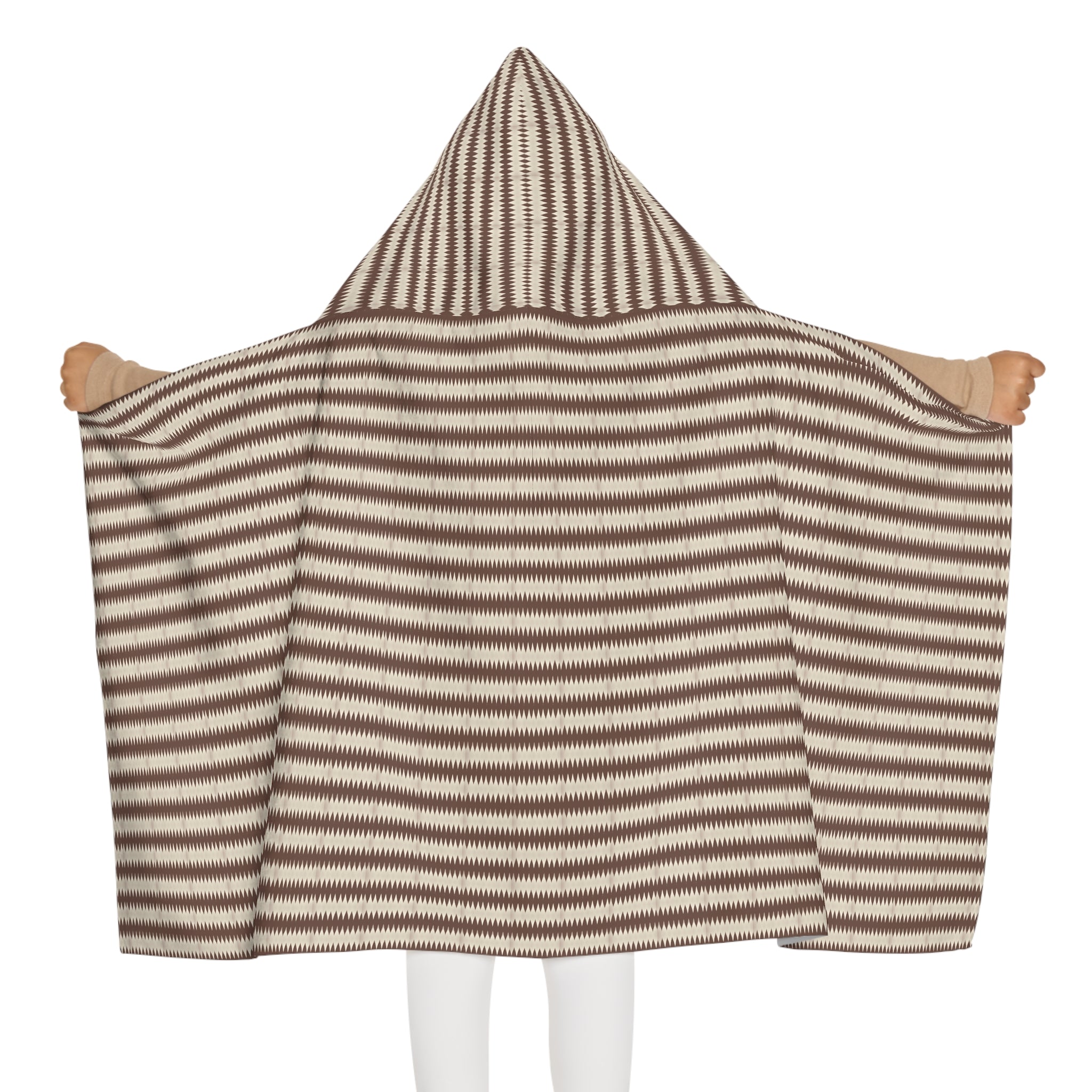 "Mississippi Morning" Striped Youth Hooded Towel — Cozy Brown & White Beach/Pool Poncho for Kids