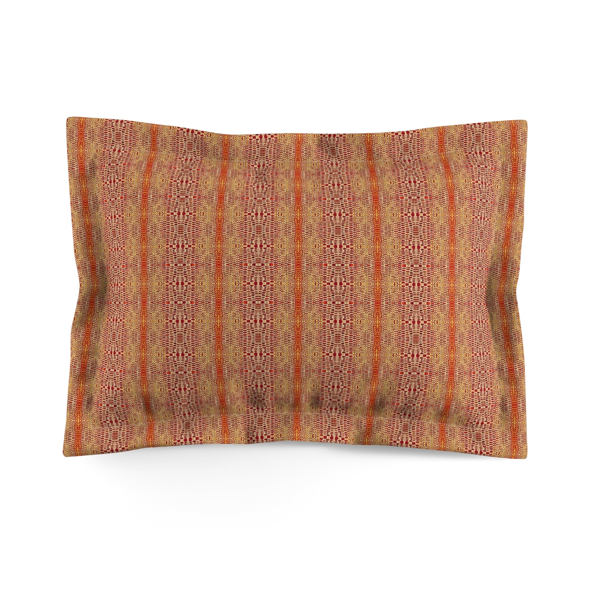 "Queen Mother" Bohemian Striped Microfiber Pillow Sham — Rustic Red, Orange, and Bronze Accent Pillow Sham