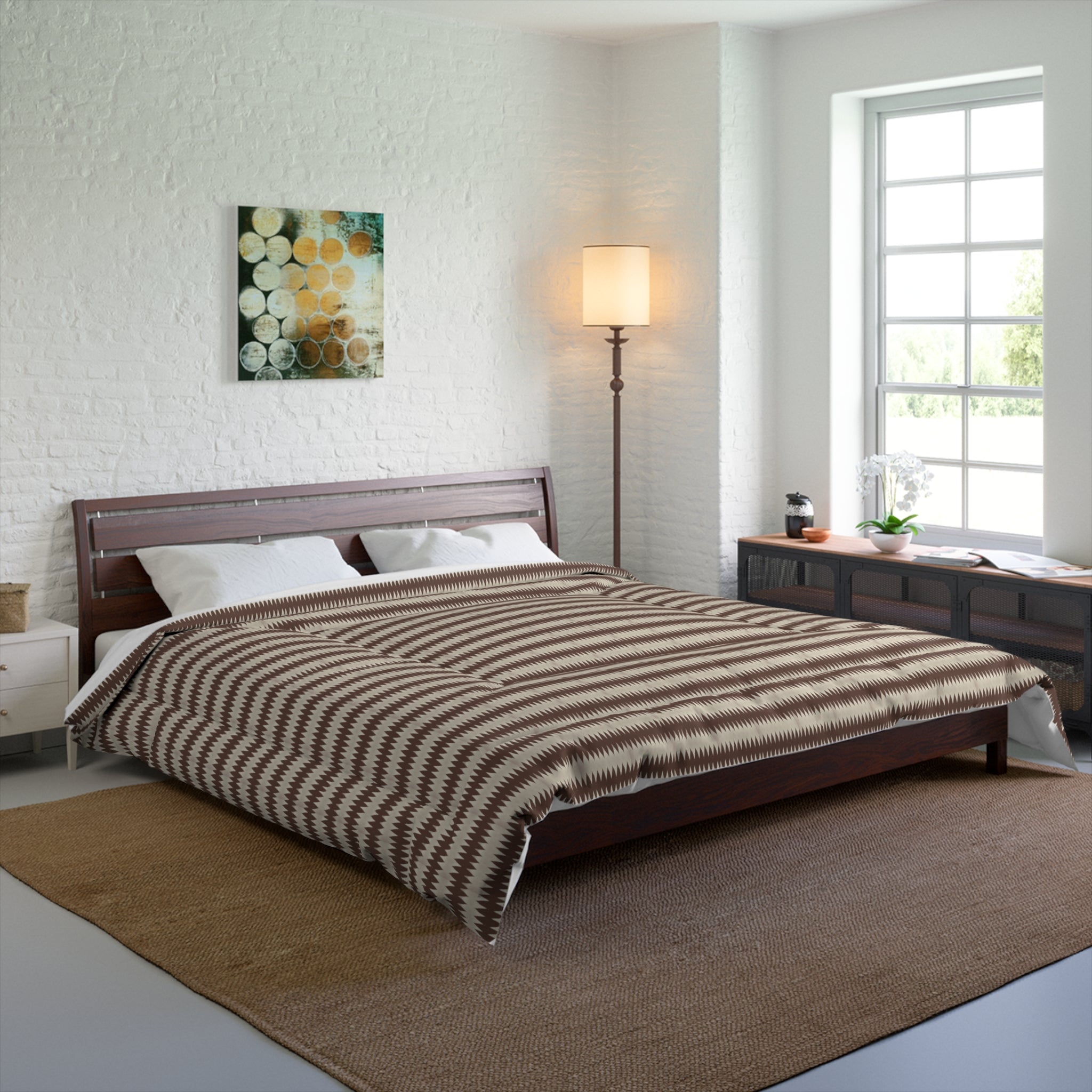 “Mississippi Morning” Brown Striped Comforter - Cozy Neutral Bedspread