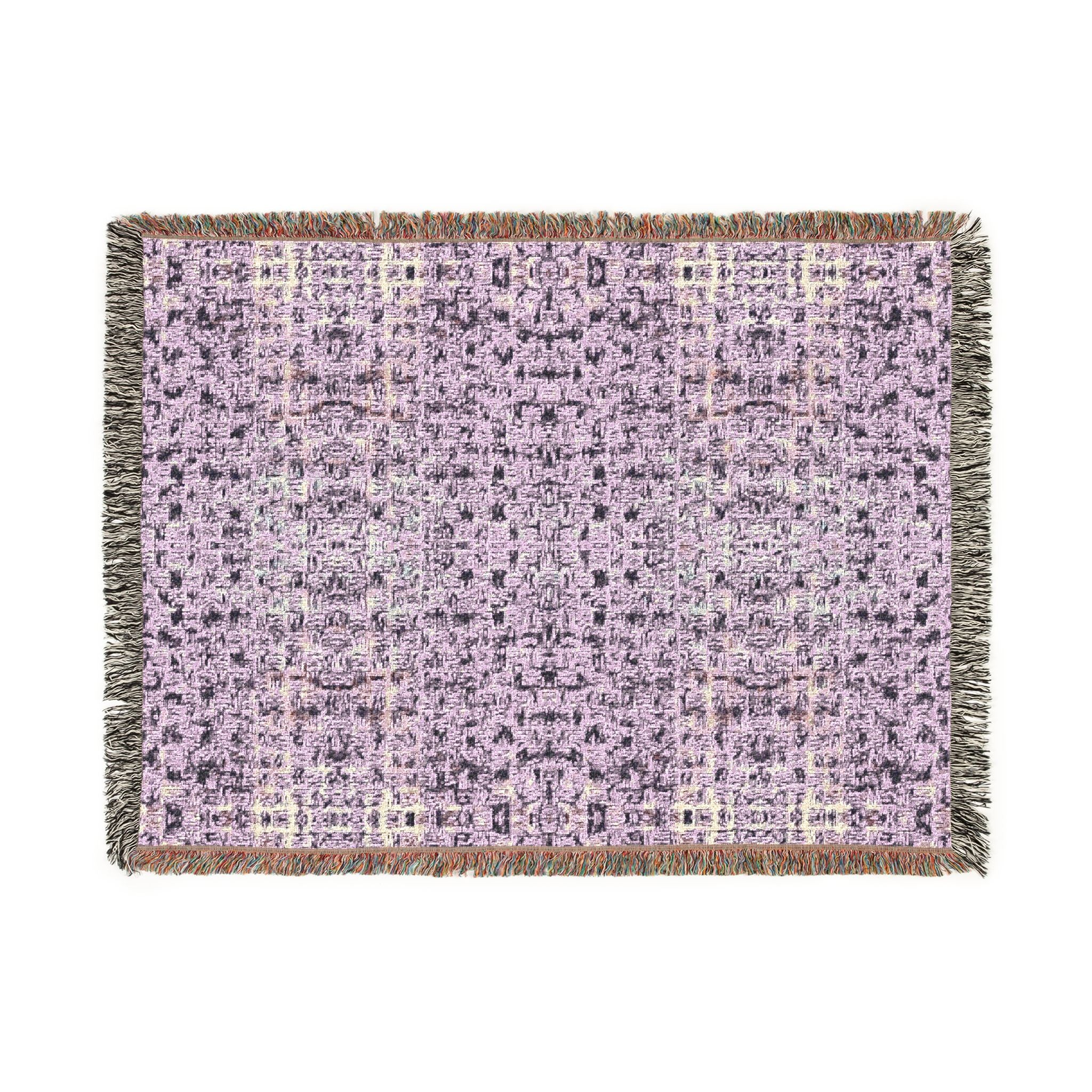 "Pauline, My Love" Pen Drawing On Paper, Violet Woven Textile, Warm Blanket