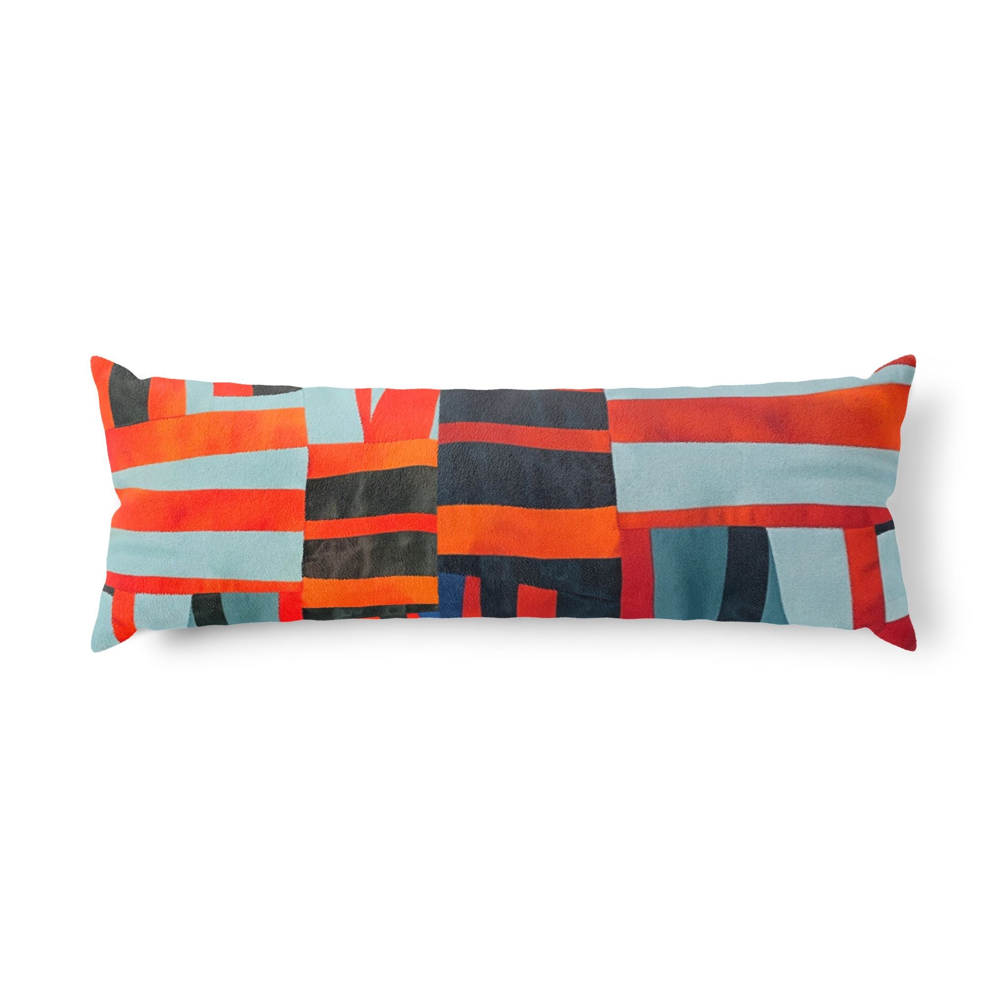 "Samuel" Abstract Geometric Body Pillow — Modern Red & Blue Decorative Pillow