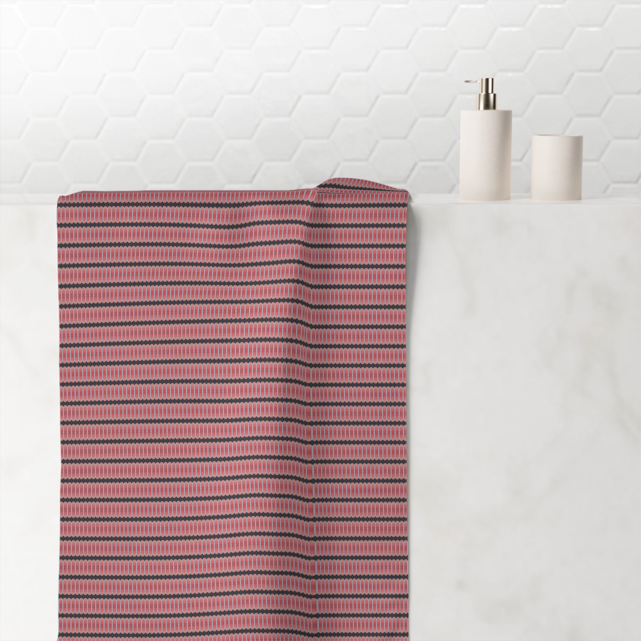 "The Nike of Samothrace" Pink Grid Mink-Cotton Towel — Soft Plaid Bath & Beach Towel