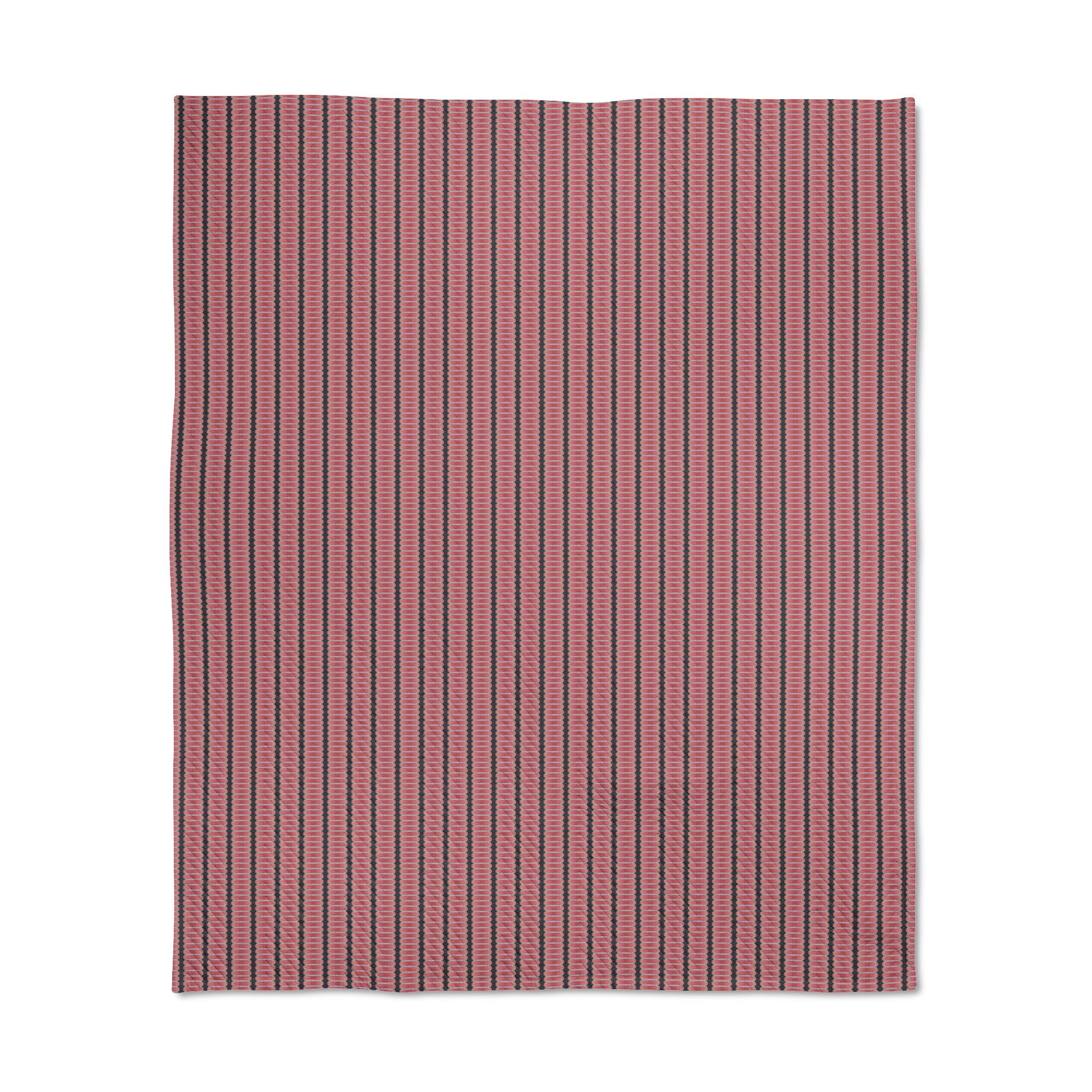 "The Nike of Samothrace" Striped Quilted Throw Blanket — Cozy Red & Black Cabin Plaid Throw