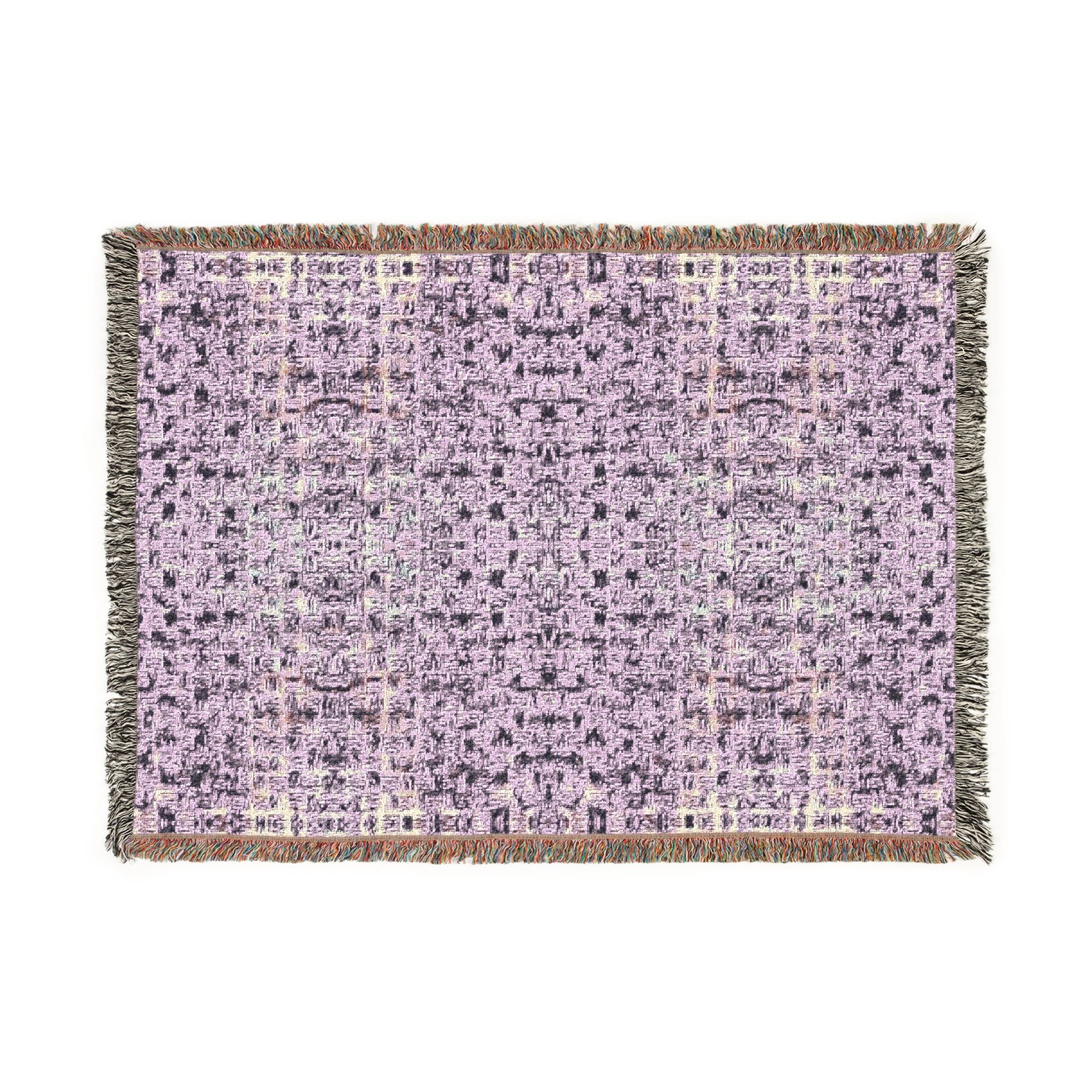 "Pauline, My Love" Pen Drawing On Paper, Violet Woven Textile, Warm Blanket