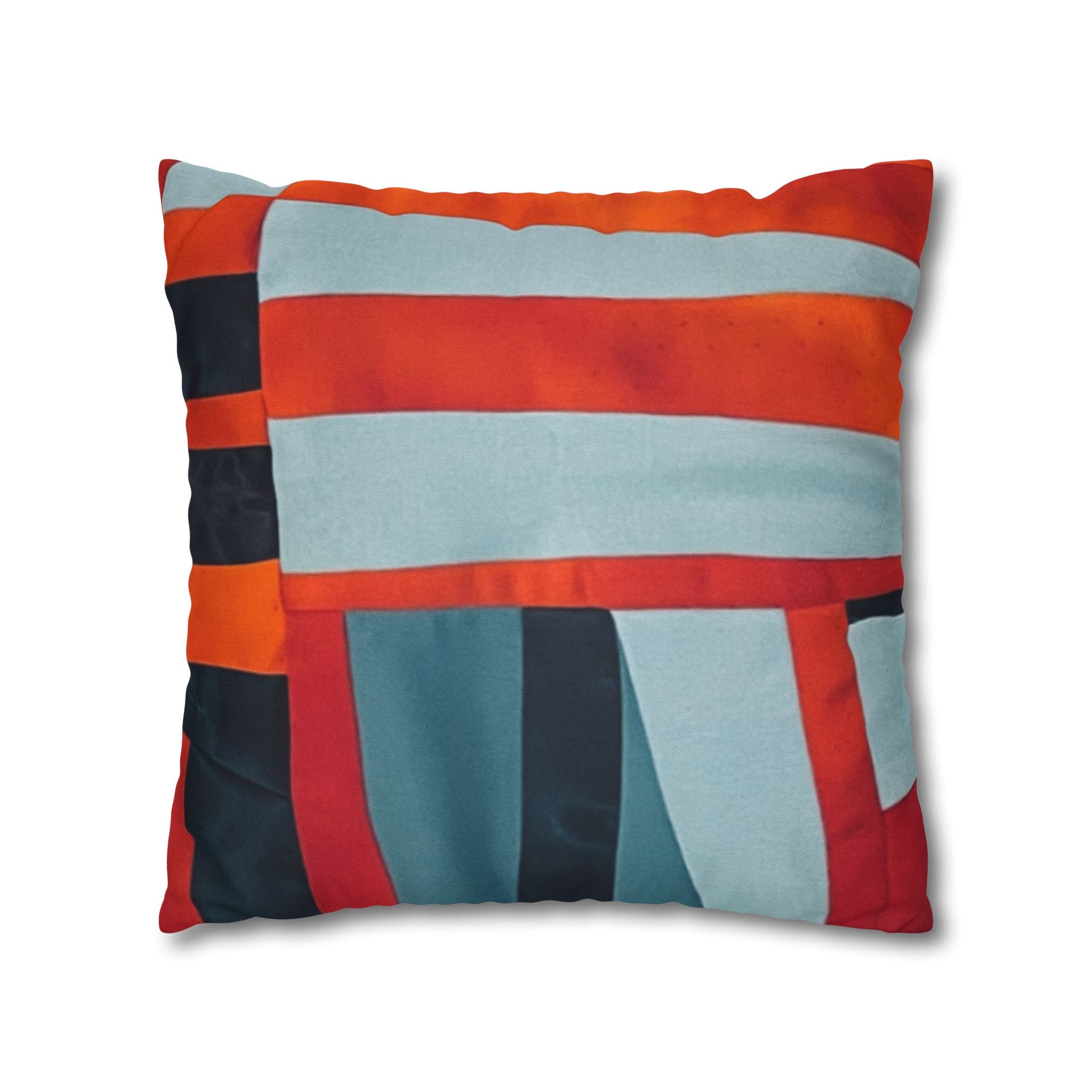 "Samuel" Abstract Geometric Accent Pillowcase — Bold Red & Teal Modern Throw Pillow