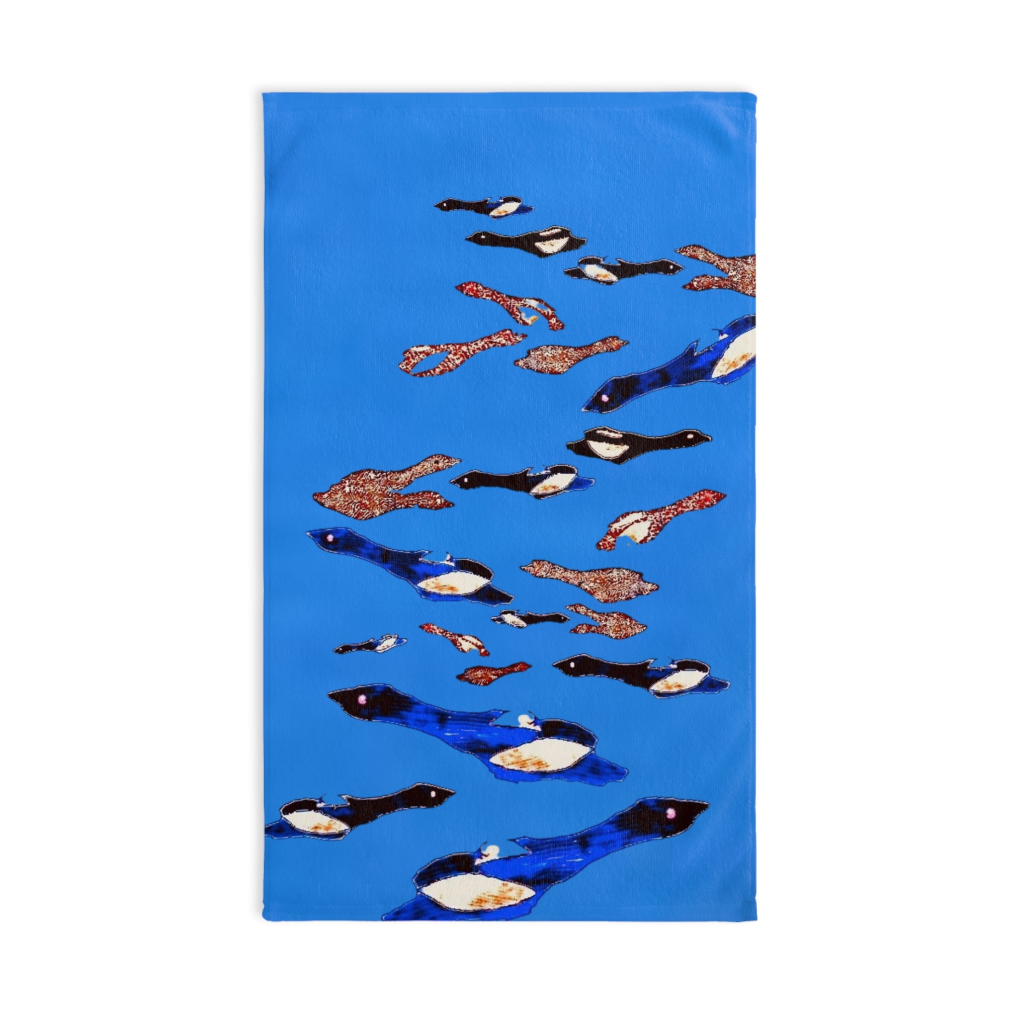 "Fly Me To The Moon" Birdie Hand Towel — Bright Blue Oceanic Kitchen & Bath Towel