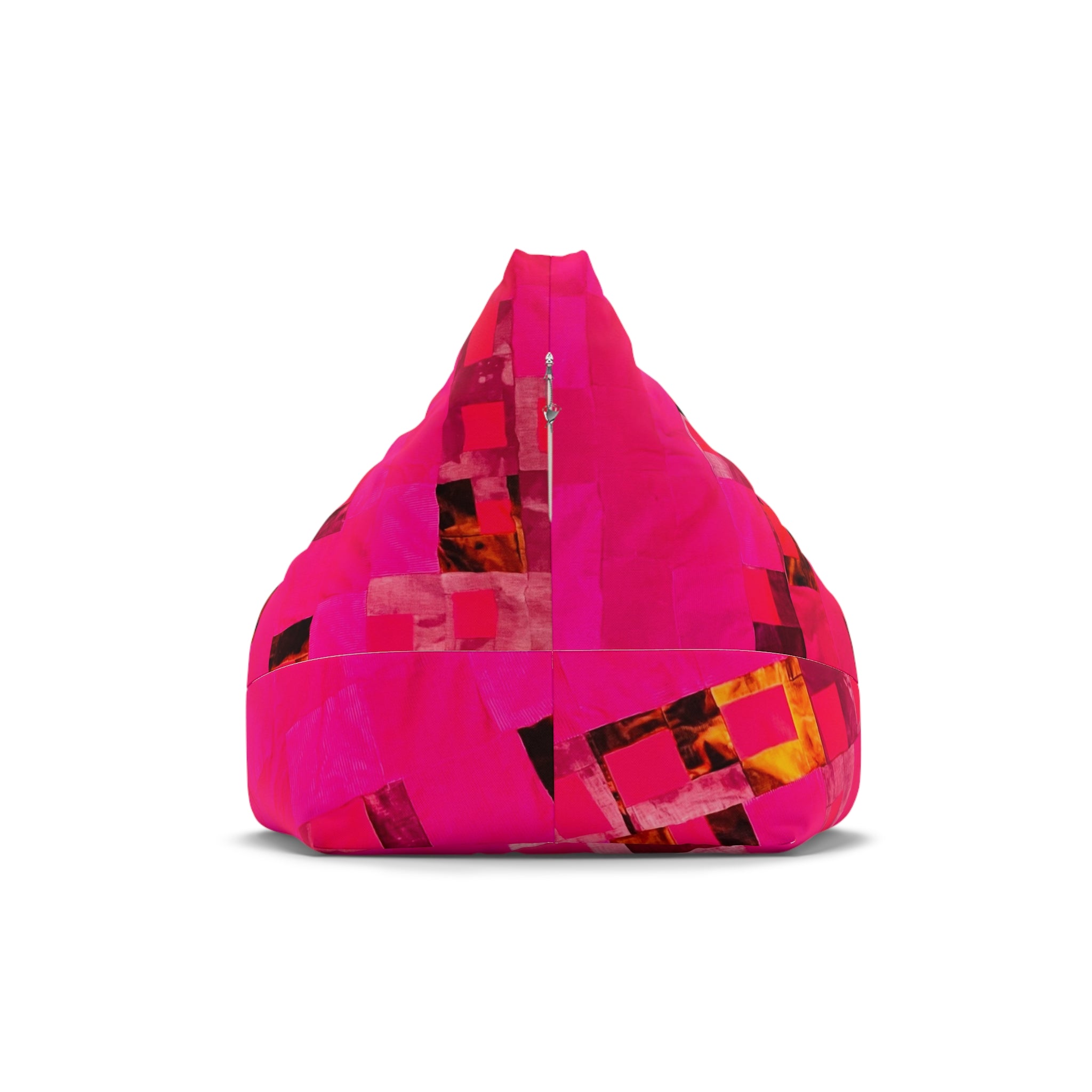 "Lela Lela" Bright Pink Geometric Bean Bag Cover – Modern Abstract Square Pattern