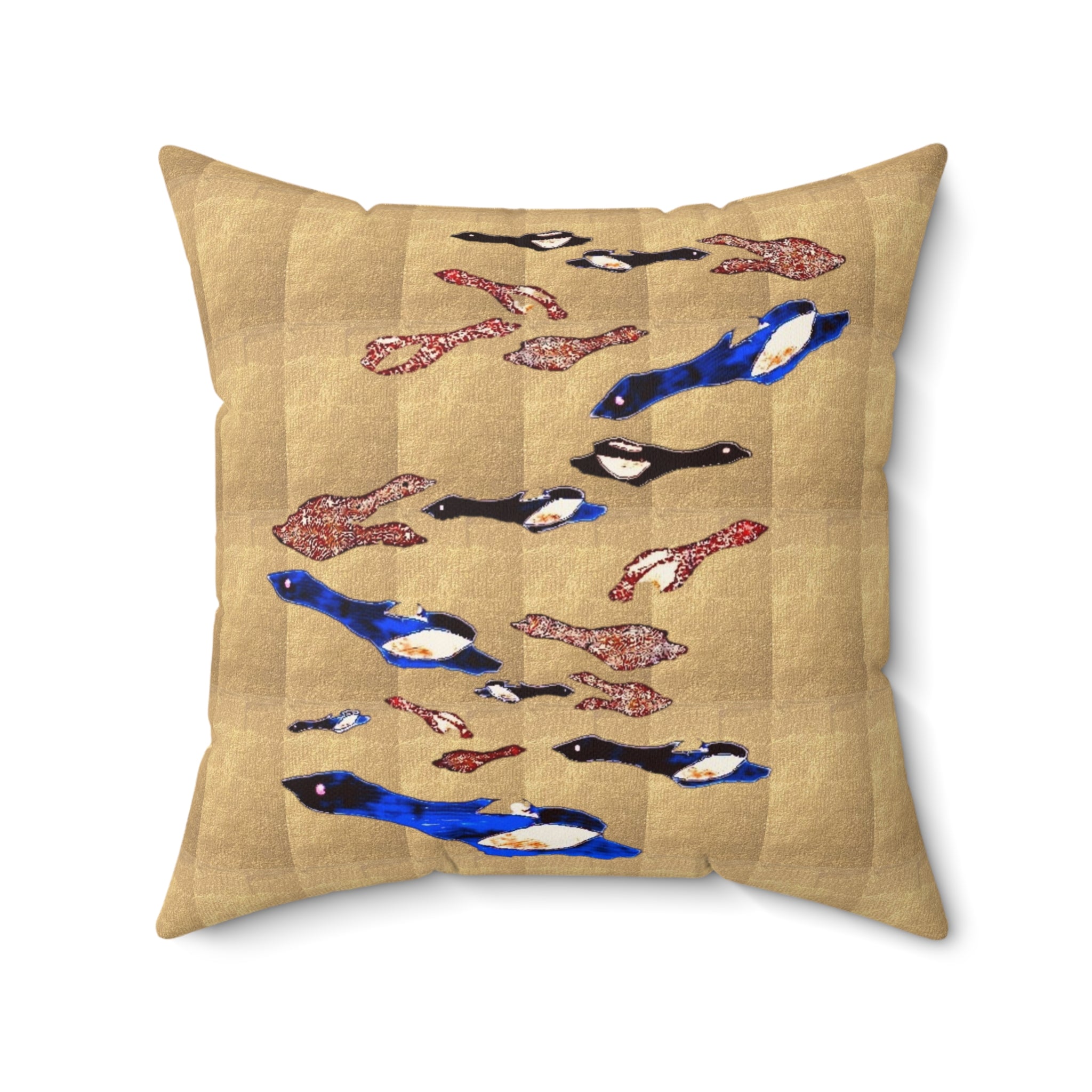 "Fly Me to the Moon" Golden Skies Throw Pillow —Blue Bird Tapestry Decorative Cushion