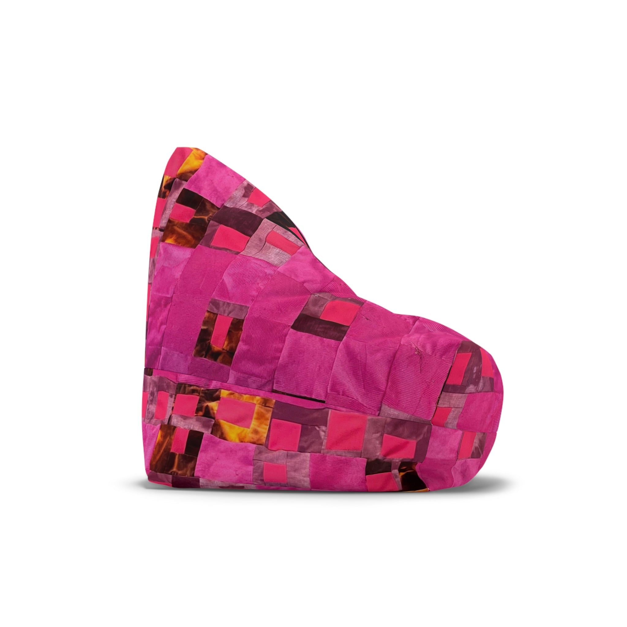 "Lela" Pink Patchwork Bean Bag Cover — Vibrant Geometric Accent