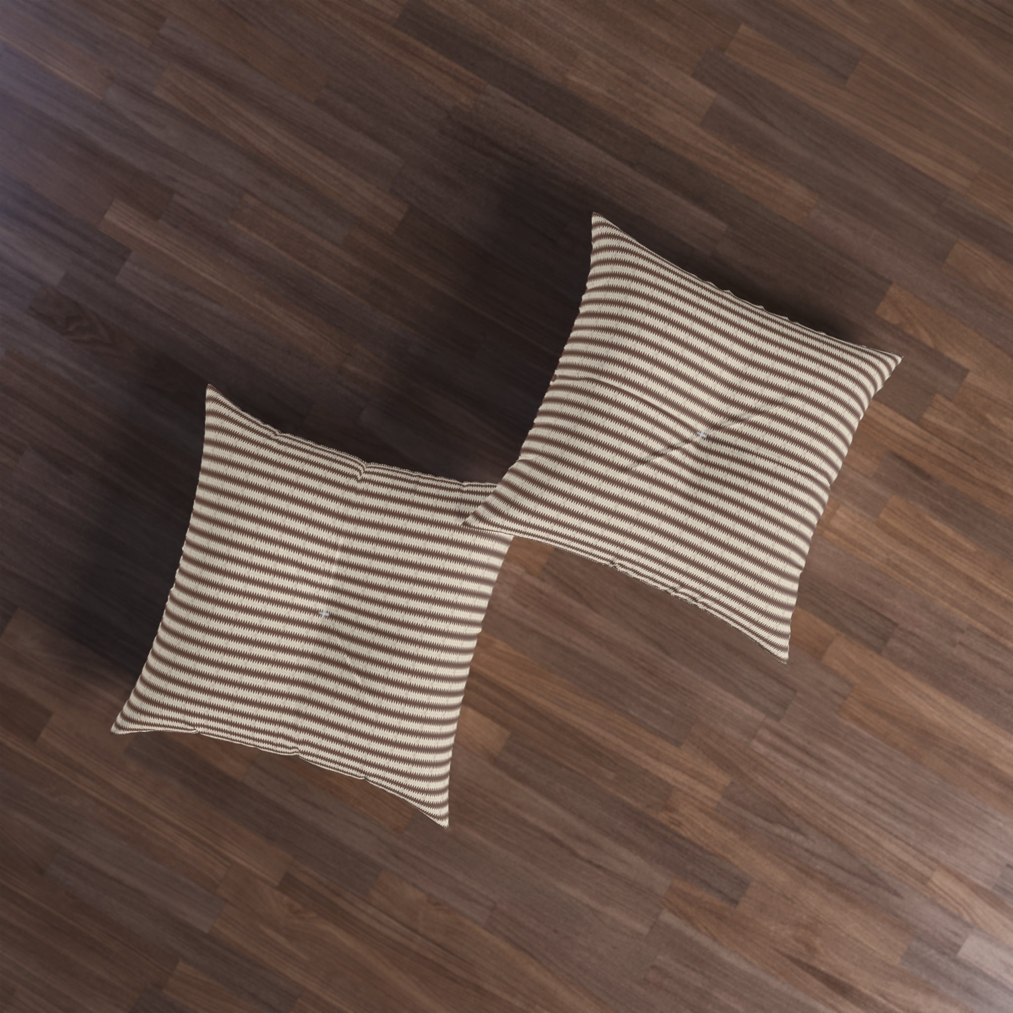 "Mississippi Morning" Striped Tufted Floor Pillow — Neutral Boho Square Cushion