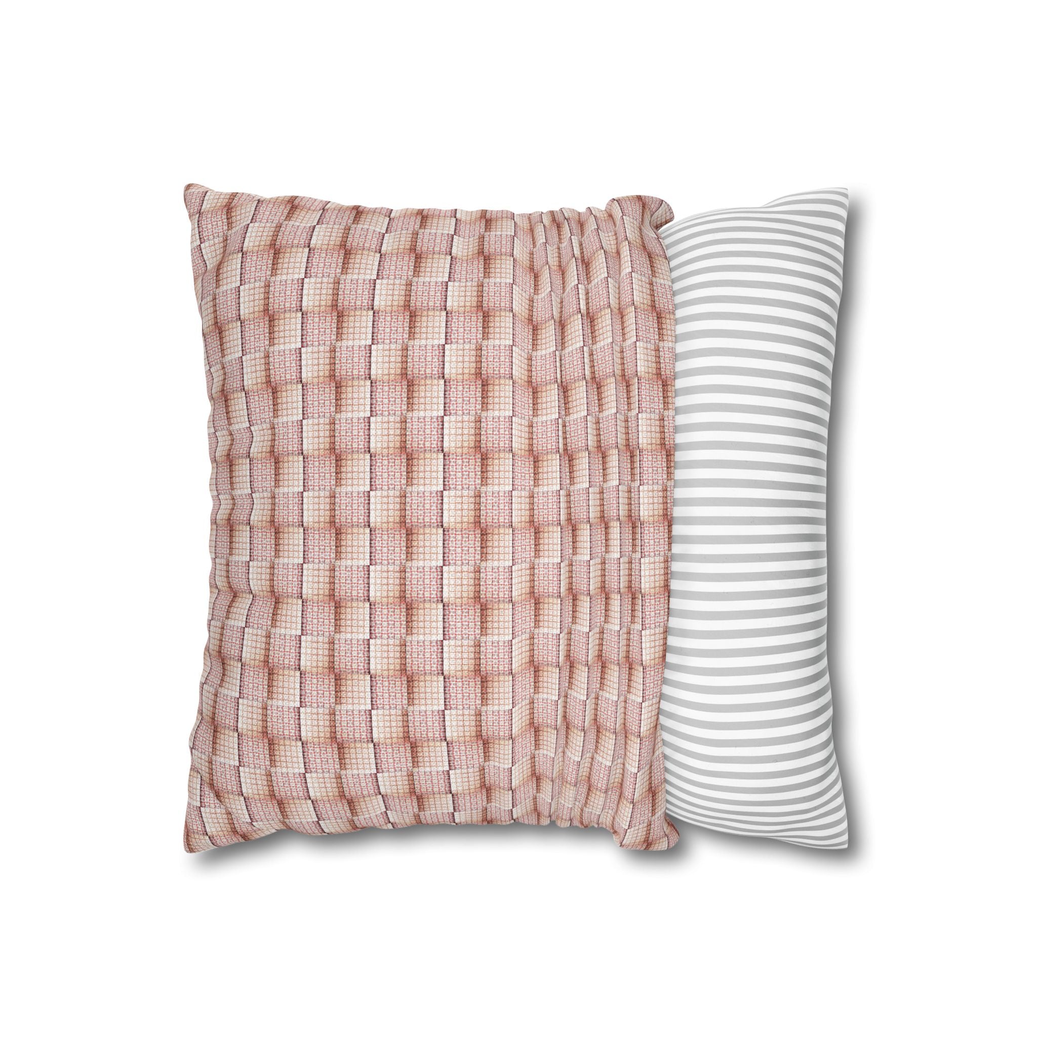 "Grandma Rose" Woven Blush Pink Decorative Pillowcase — Pink Textured Square Cushion Cover