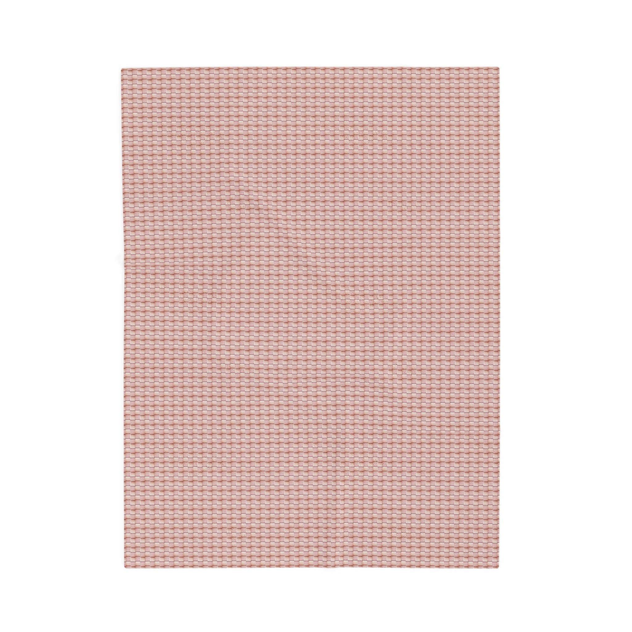 "Grandma Rose" Pink Blush Waffle Checkered Velveteen Plush Blanket — Soft Cozy Throw for a Posh Home & Nursery