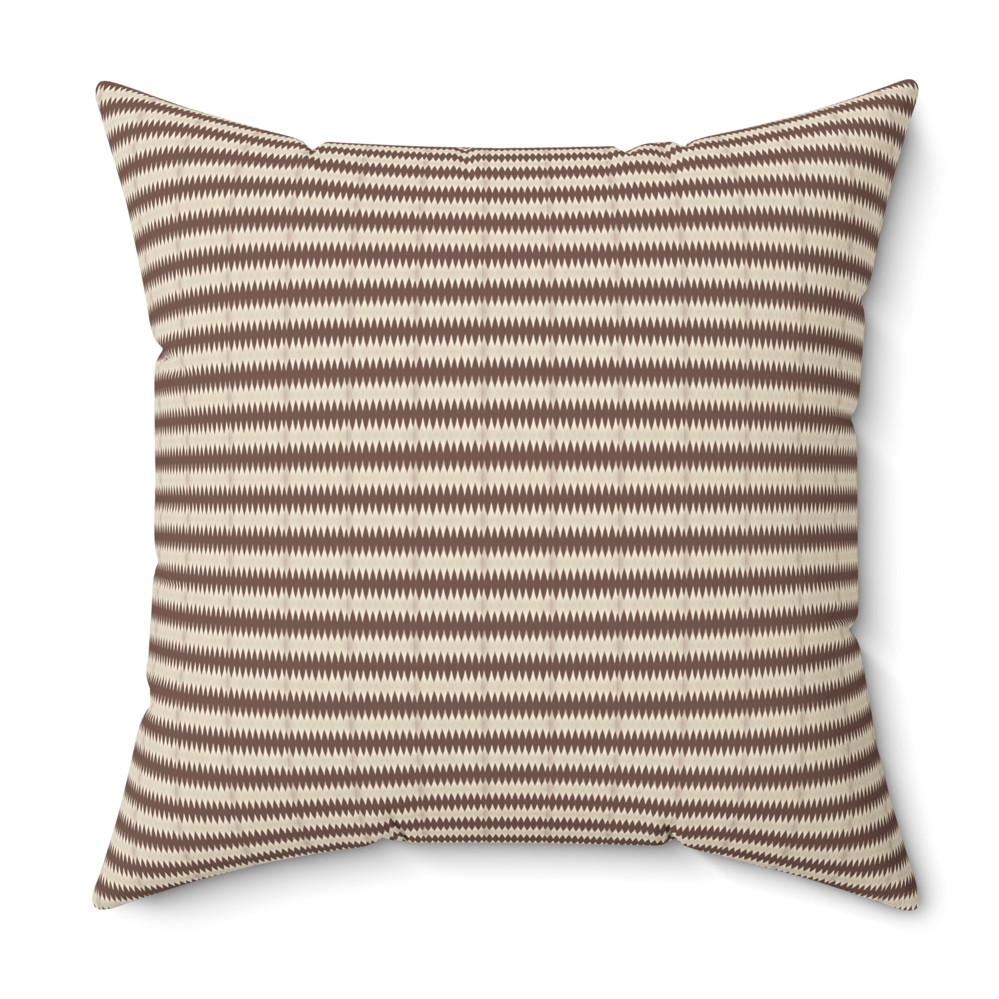 "Mississippi Morning" Striped Brown and Beige Square Pillow — Cozy Neutral Home Decor Cushion