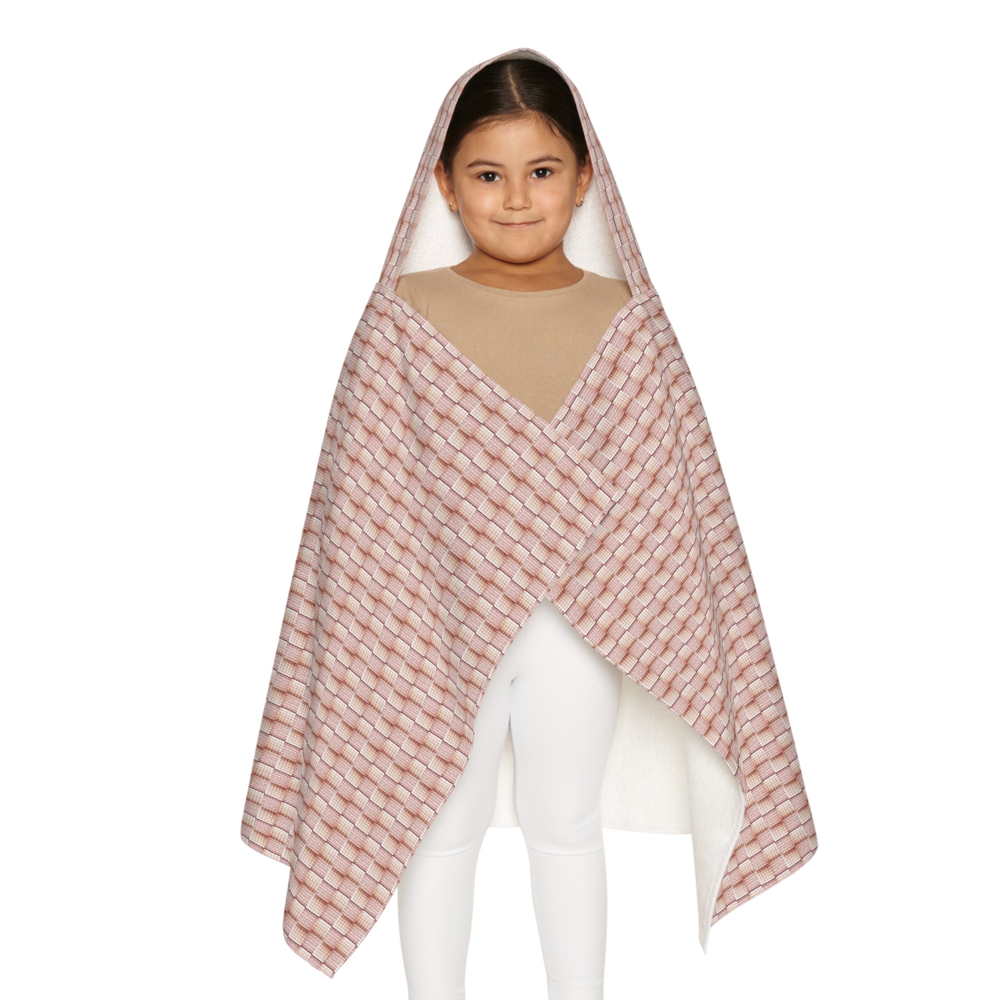 "Grandma Rose" Kids Hooded Beach Towel – Blush Knit Texture Hooded Towel for Pool & Bath