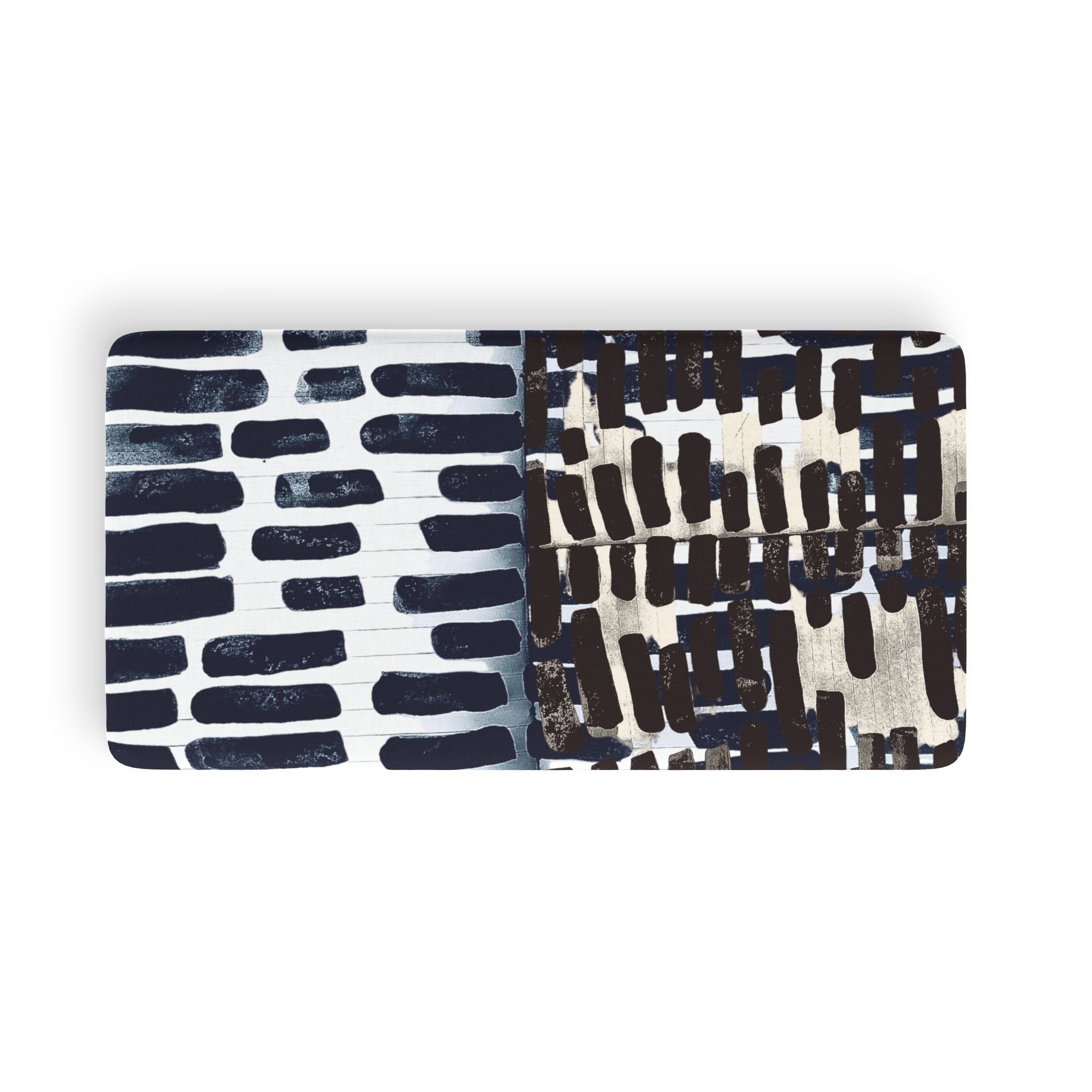 "Only My Notebook Knows How I Feel, My Heart Is On Every Page" Abstract Black Brushstroke Fitted Sheet — Modern Geometric All-Over Print