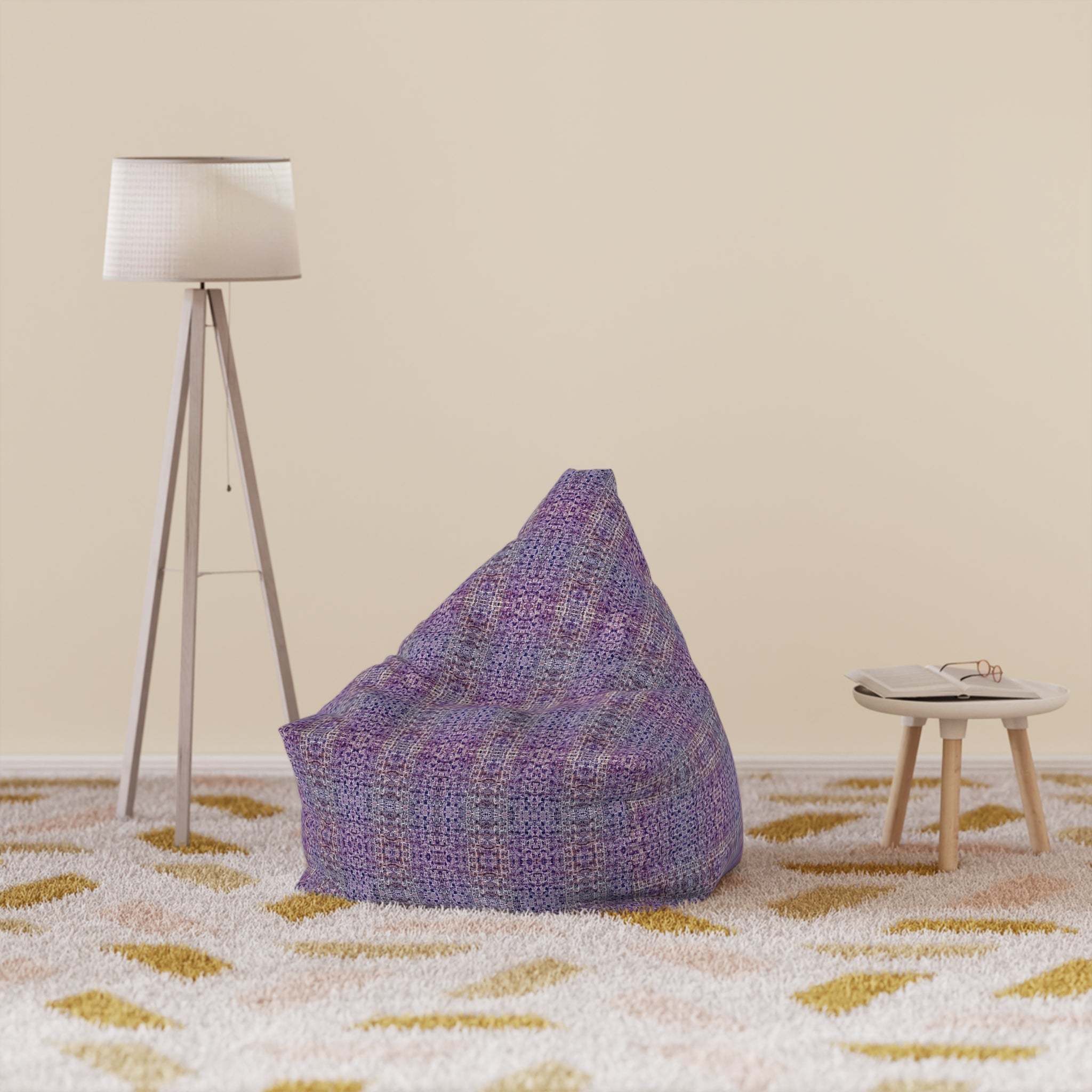 "Pauline, My Love" Boho Purple Woven Texture Bean Bag Cover – Cozy Accent Slipcover for Living Room & Kids’ Rooms