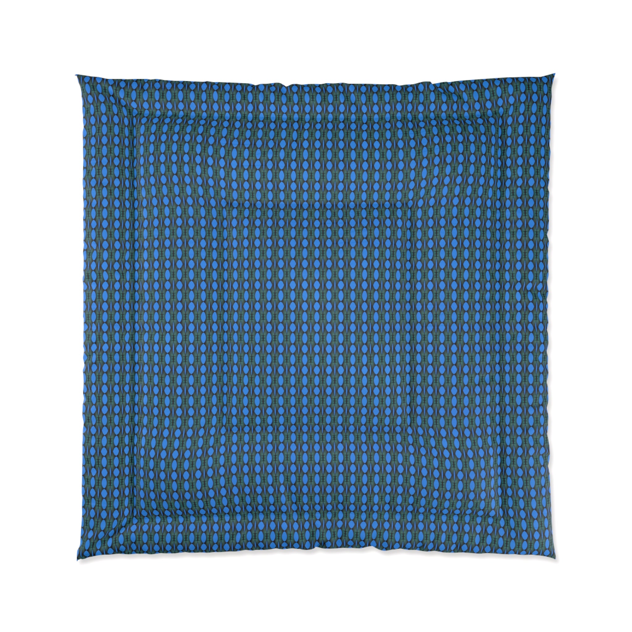"Where Are We Going?" Blue Geometric Comforter — Modern Dot Pattern Bedding for Teen & Adult Bedrooms