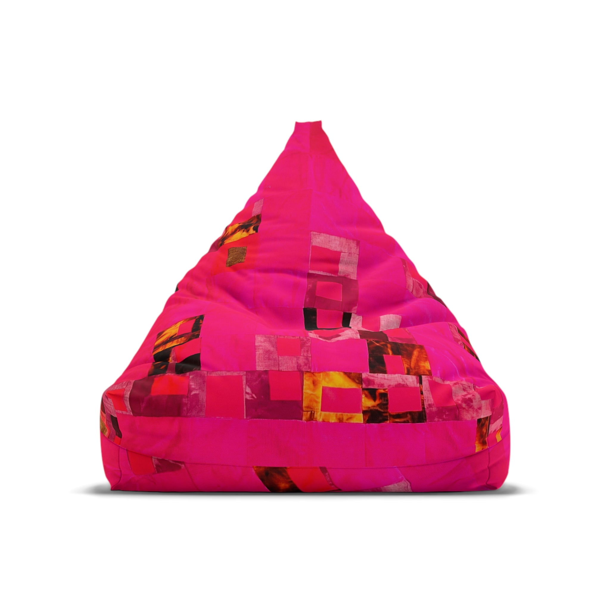 "Lela Lela" Bright Pink Geometric Bean Bag Cover – Modern Abstract Square Pattern