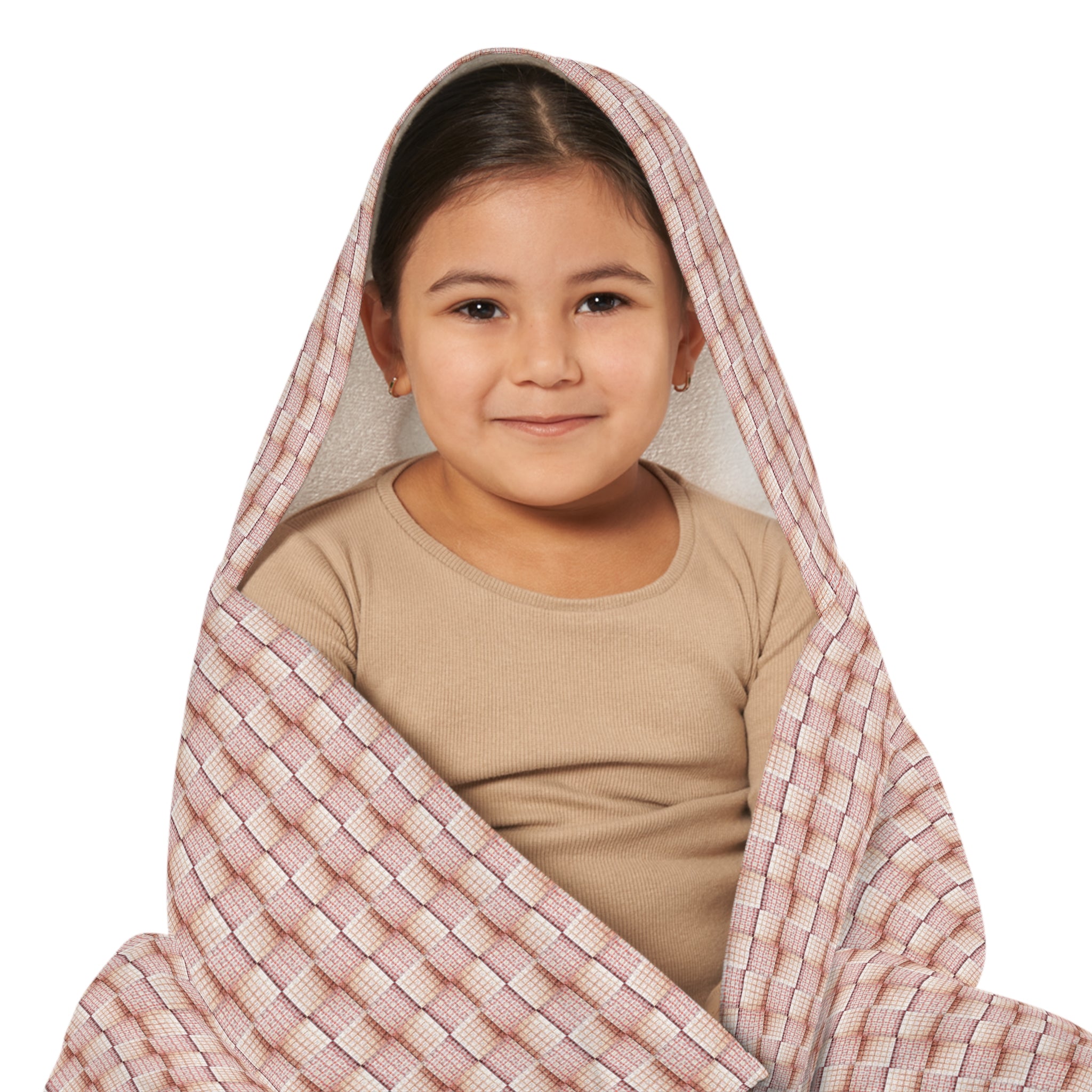 "Grandma Rose" Kids Hooded Beach Towel – Blush Knit Texture Hooded Towel for Pool & Bath