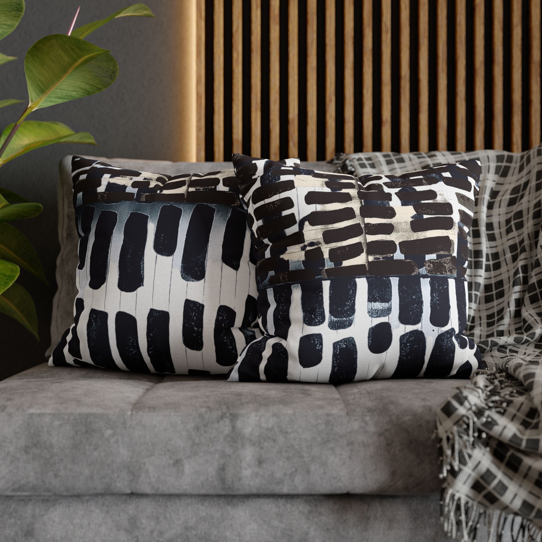 "Only My Notebook Knows How I Feel, My Heart Is On Every Page" Abstract Ink on Notebook Paper Brushstroke Pillowcase — Modern Black & White Decorative Throw Pillow Cover