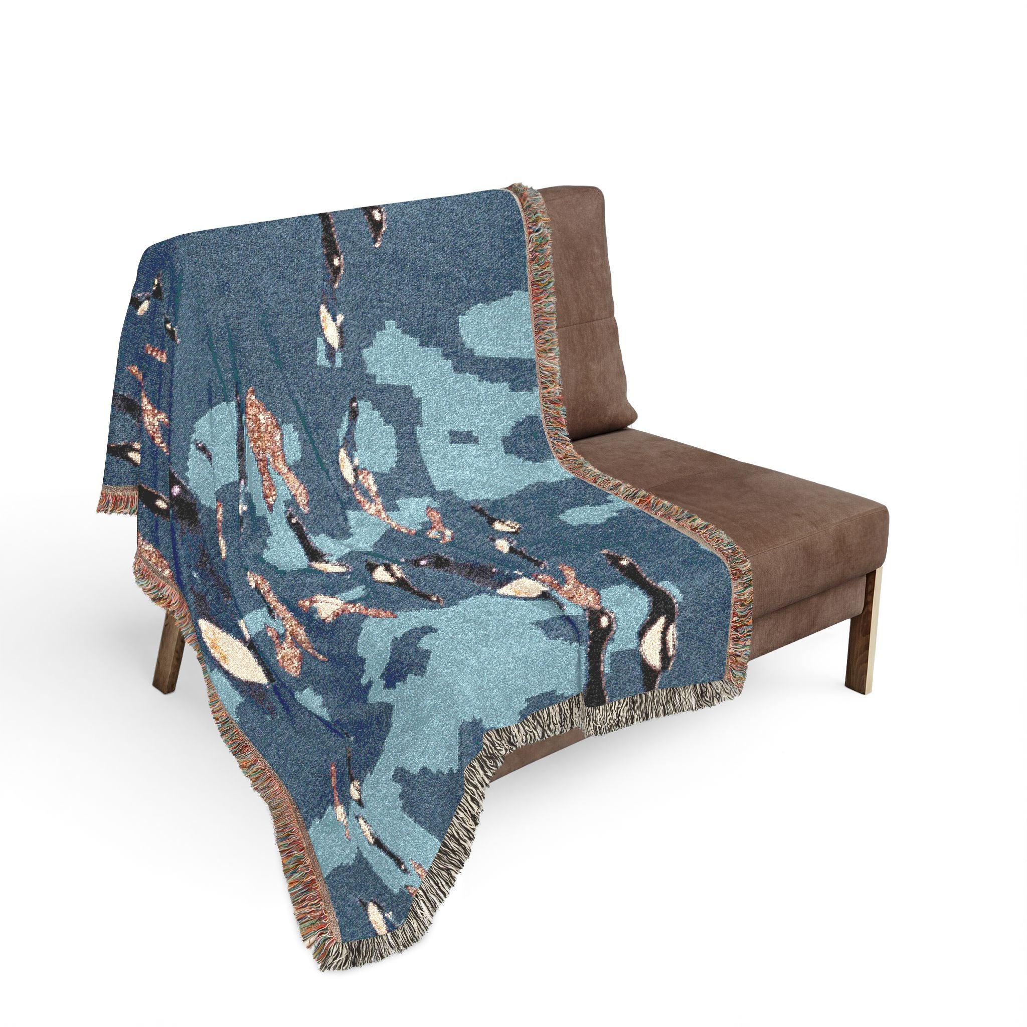 "Fly Me to the Moon" Abstract Birdie Pattern Woven Blanket — Cozy Throw for Living Room or Nursery