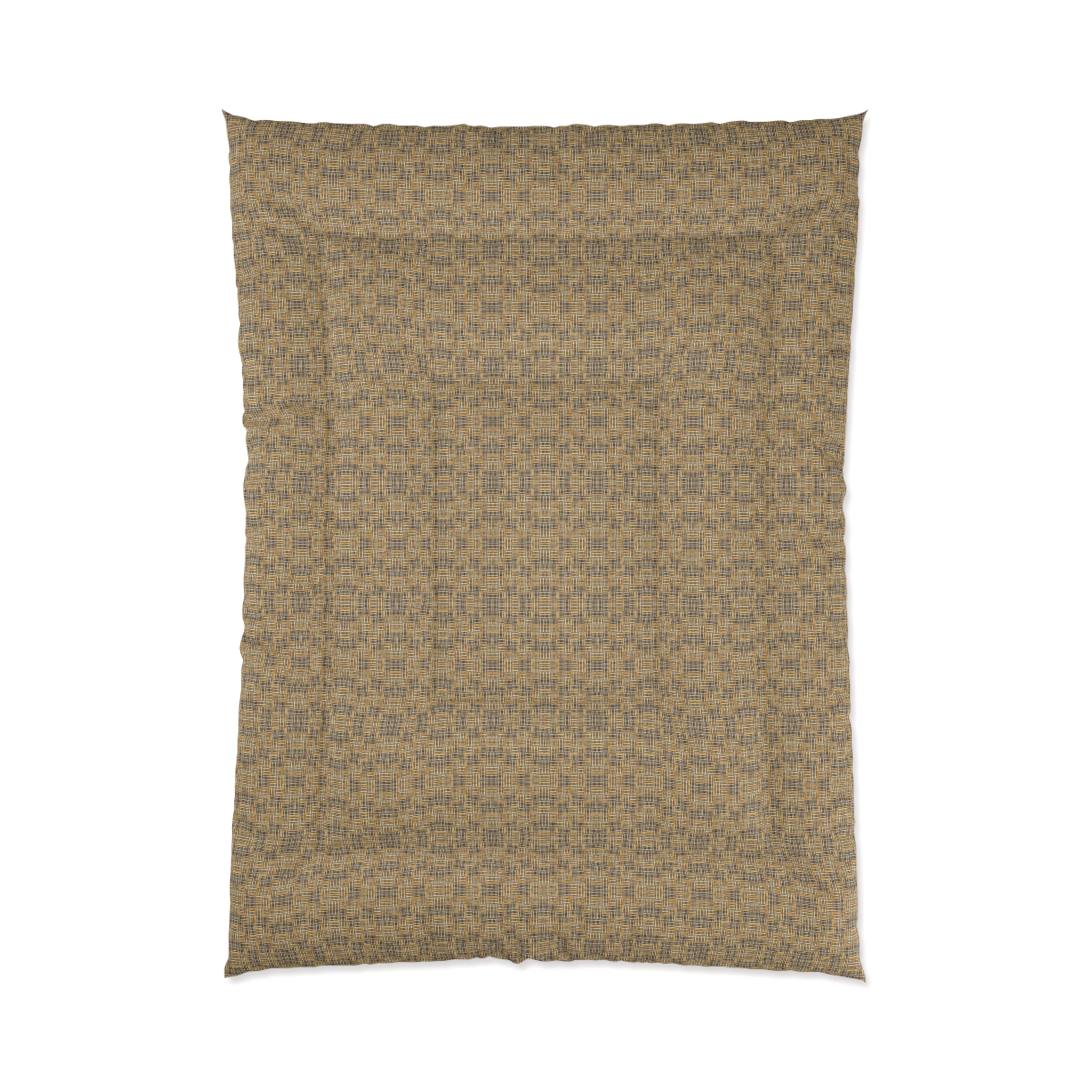 "All Things Fall Apart" Woven Plaid Comforter — Rustic Brown Geometric Check Bedding