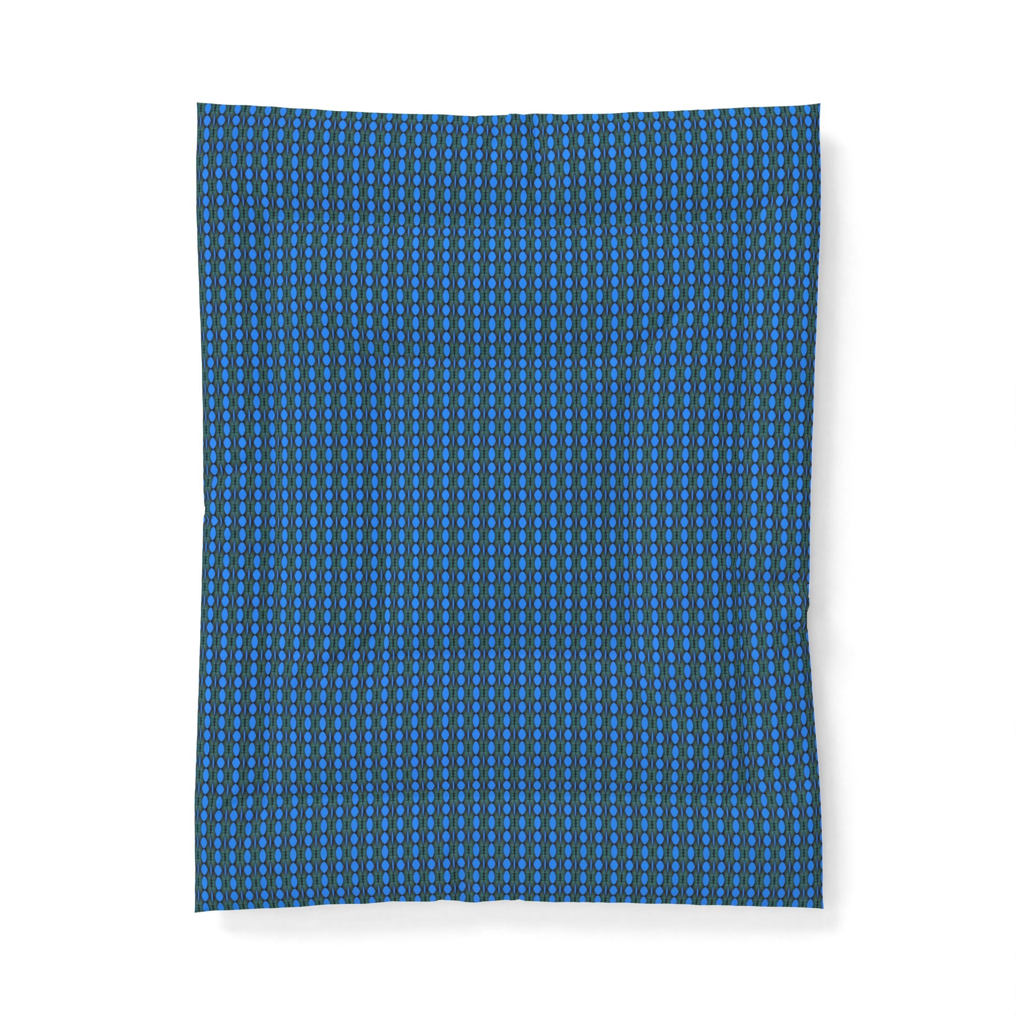 "Where Are We Going?" Blue Geometric Cotton Comforter – Modern Dot Pattern Bedspread