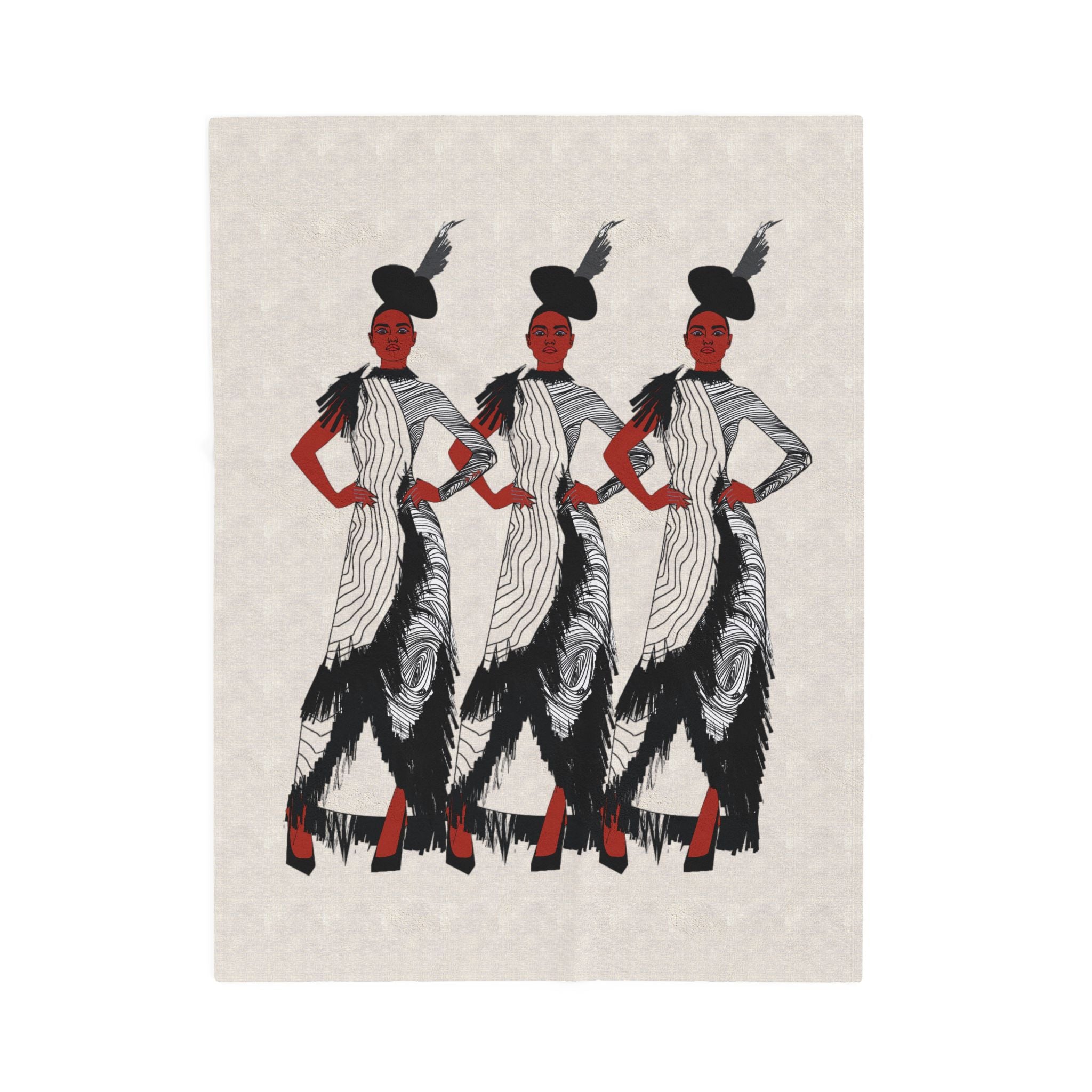 "Fierce Honey" Art Deco Flapper Trio Velveteen Blanket — Vintage Glamour Throw