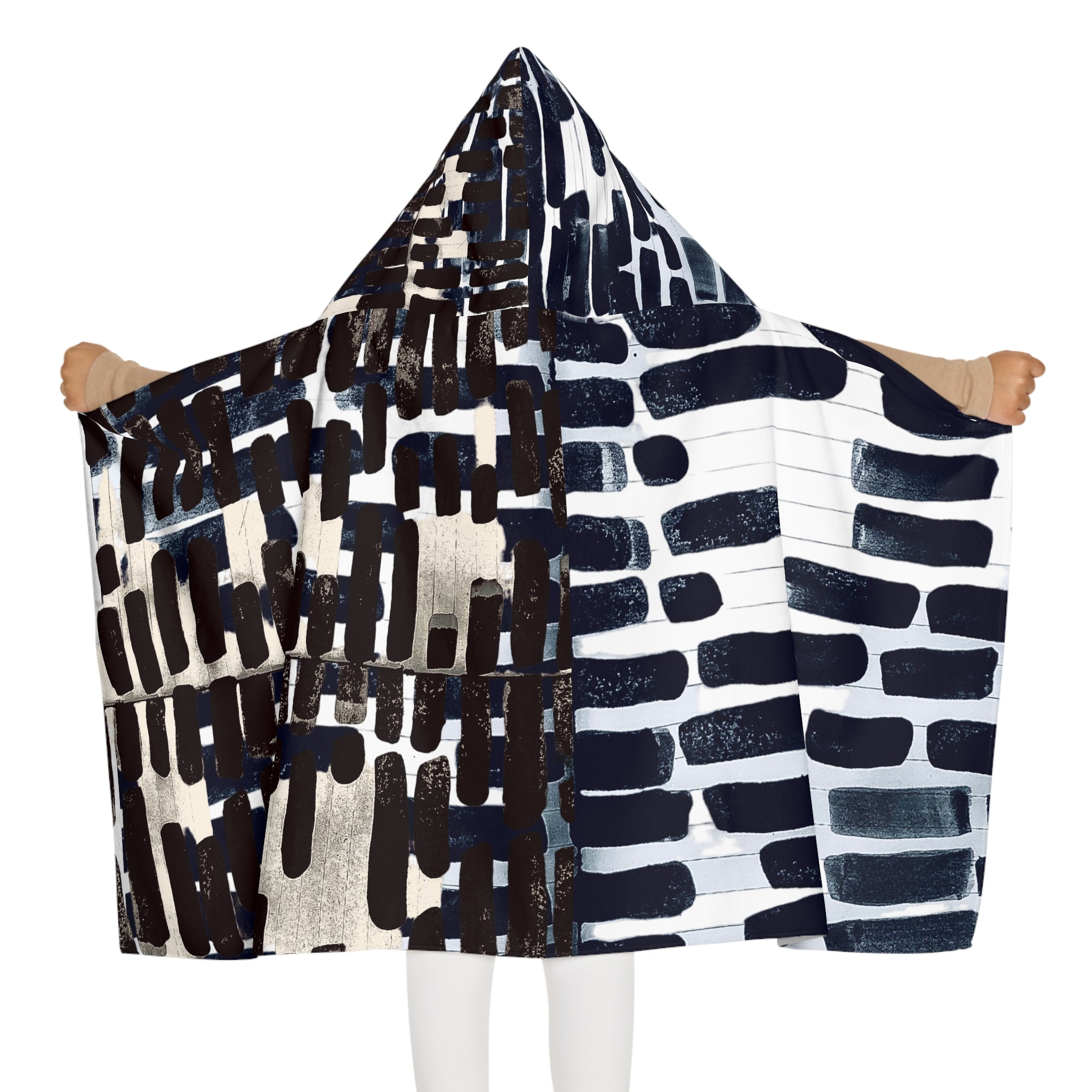 "Only My Notebook Knows How I Feel, My Heart Is On Every Page" Hooded Towel – Navy Brushstroke Pattern for Kids