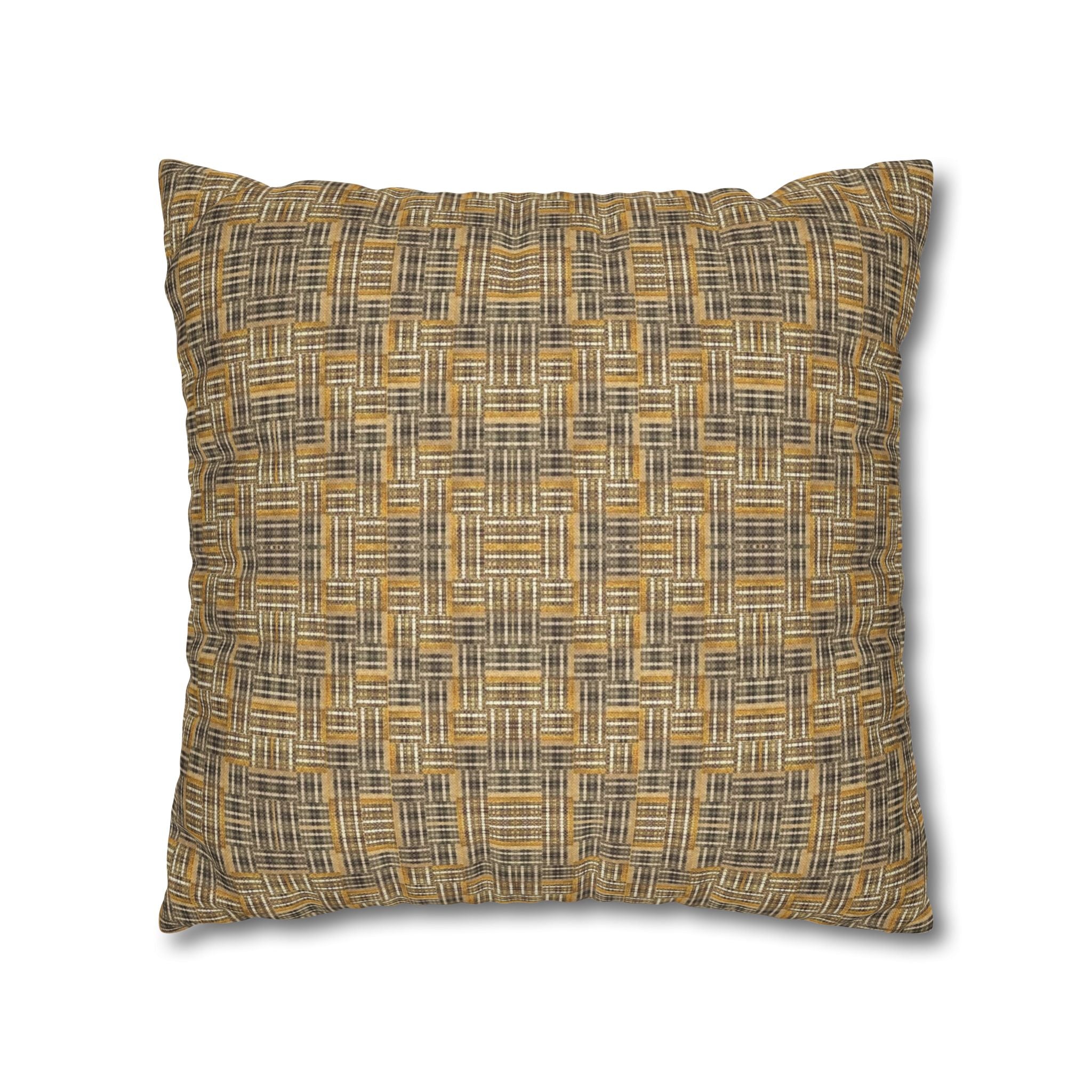 "All Things Fall Apart" Brown, Bronze, and Green Woven Textile Rustic Decorative Pillowcase